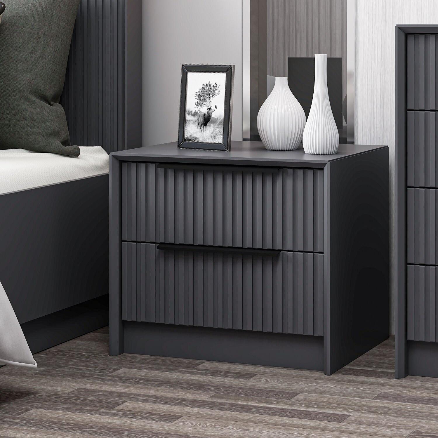 Hanah Home Noćni ormarić Kale Luxe Soft 45x53x45cm Antracit