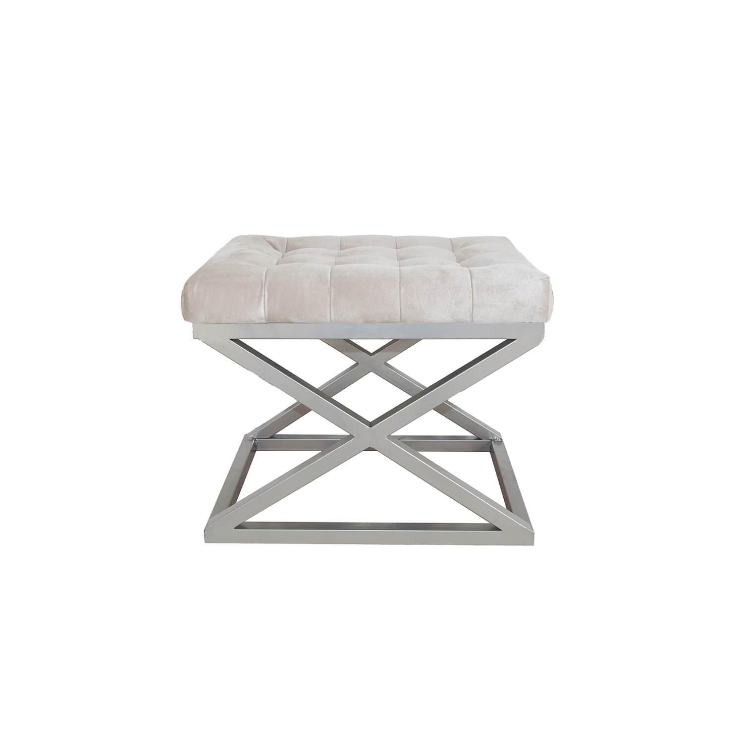 Atelier del Sofa Tabure 50x42x40cm, Bijelo-srebrna