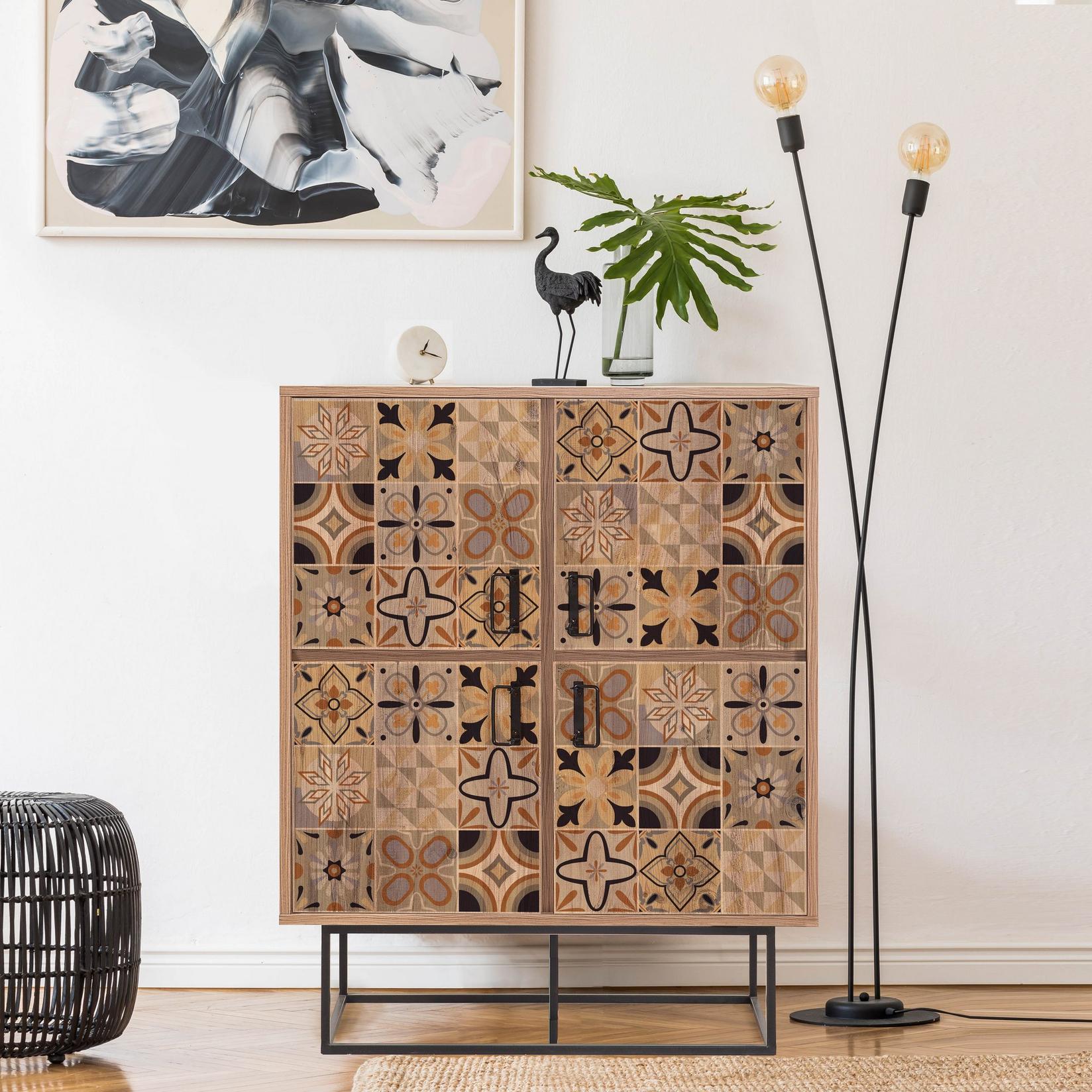 Hanah Home Komoda Quantum 93x115x36cm Bež-Crna