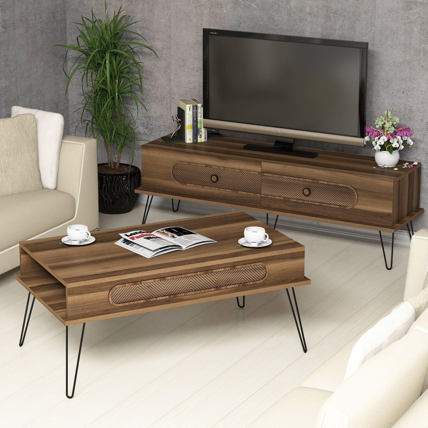 Hanah Home Set TV Komoda i klub sto Orah