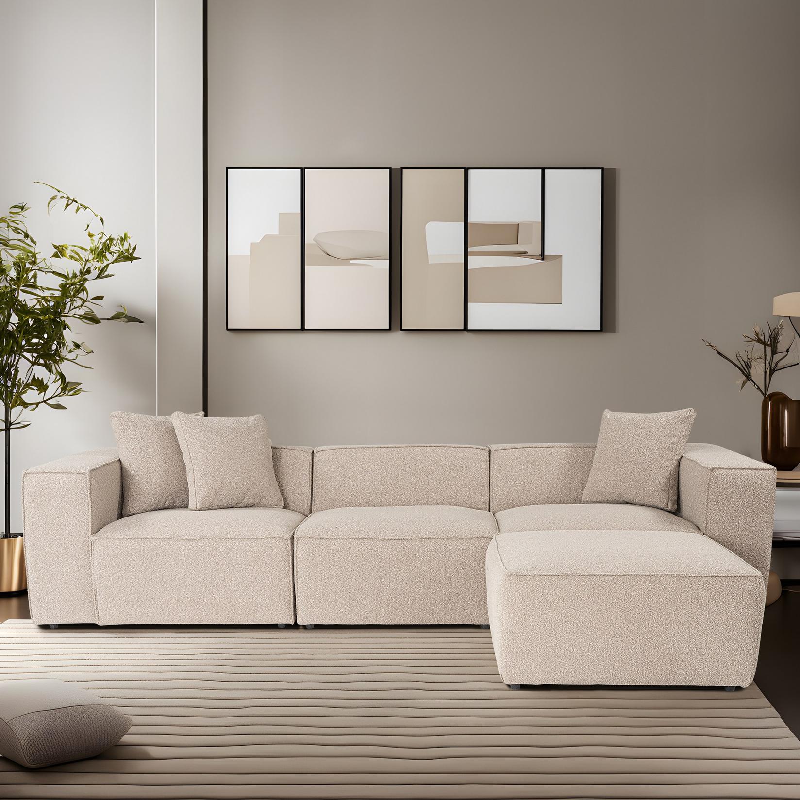 Atelier del Sofa Ugaona garnitura Lora 193x65x303cm Breskva