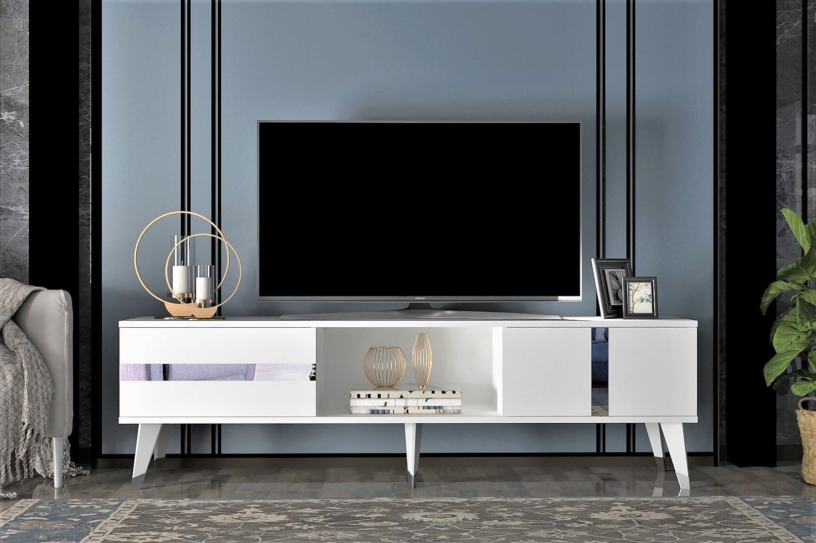 Hanah home TV Komoda Vania Bijelo-Srebrna