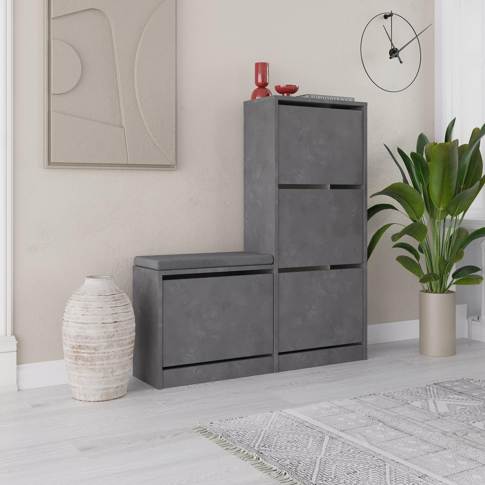 Hanah home Cipelarnik 105x118,5x26cm Sivi