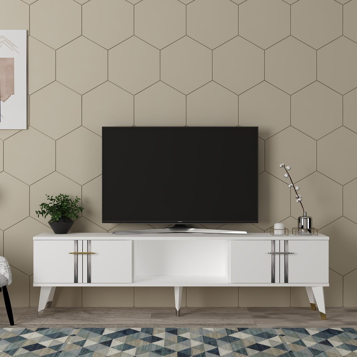 Hanah home TV Komoda Asel Bijelo-Srebrna