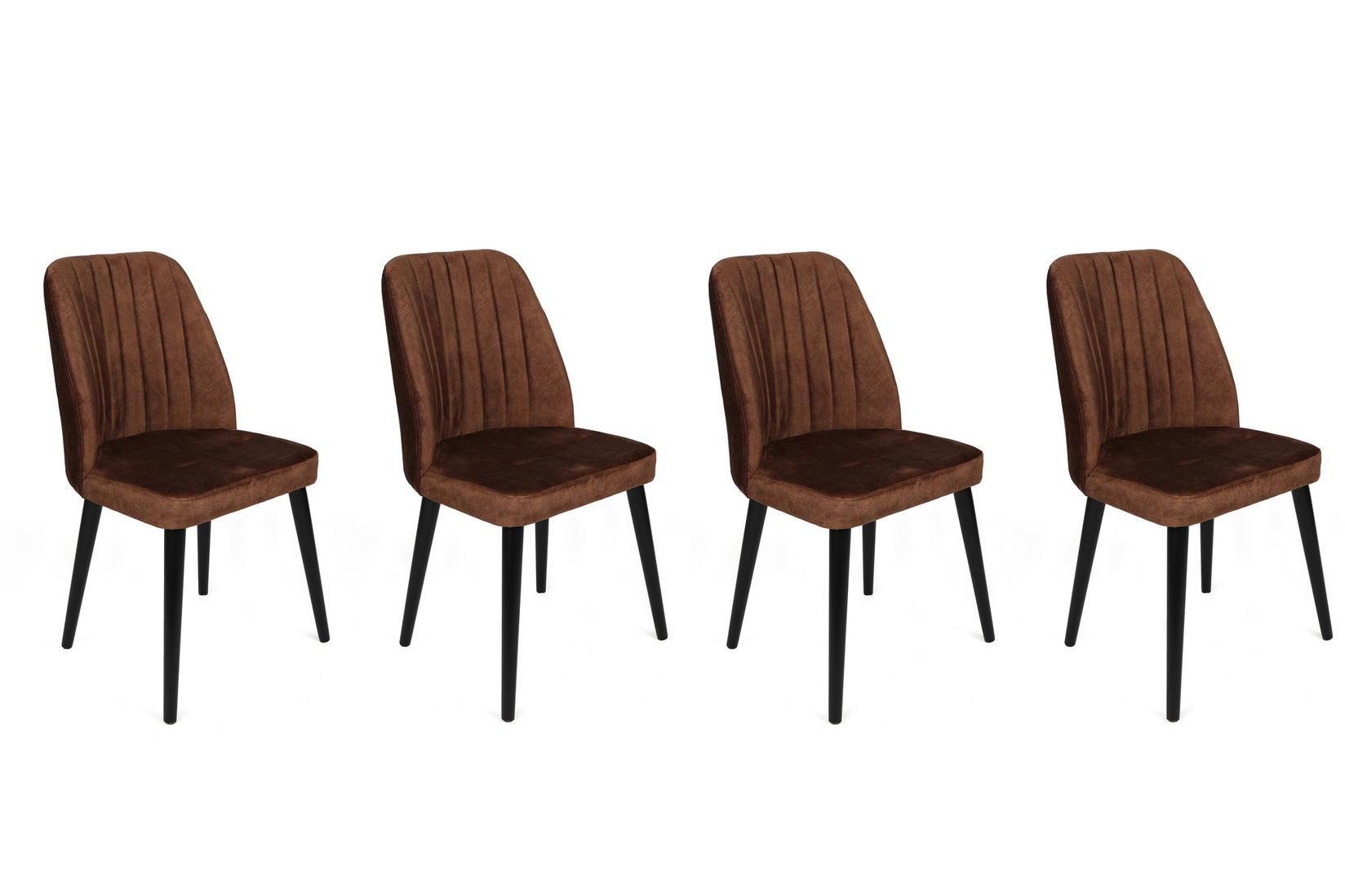 Hanah Home Set 4 trpezarijske stolice Alfa Braon-Crni