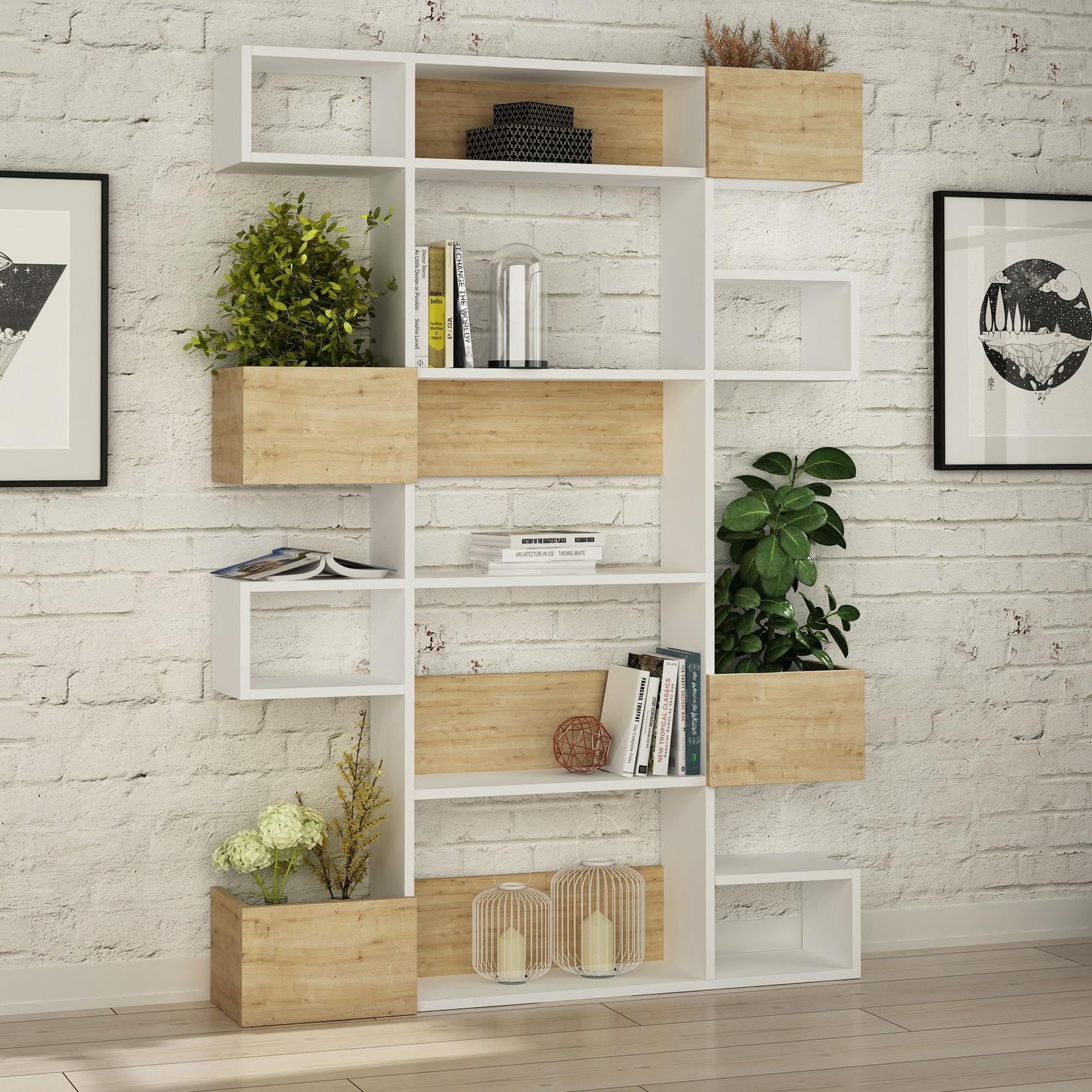 Hanah Home Polica 120x171x25,3cm Bijelo-Hrast