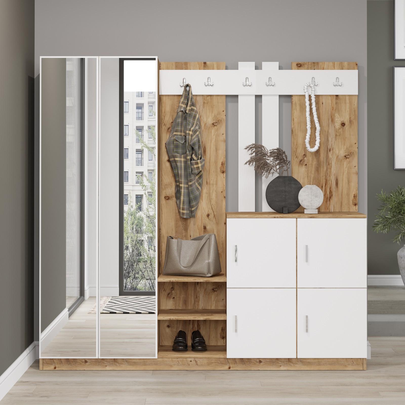 Hanah Home Komplet predsoblje, Bež-, Bijeli