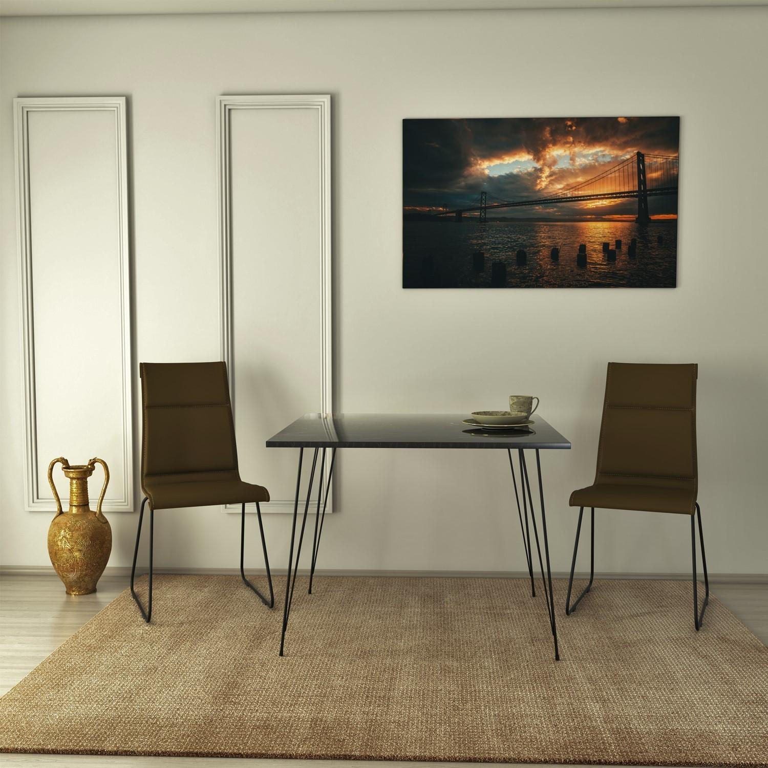 Hanah home Trpezarijski sto Sandalf Square crno-bijeli