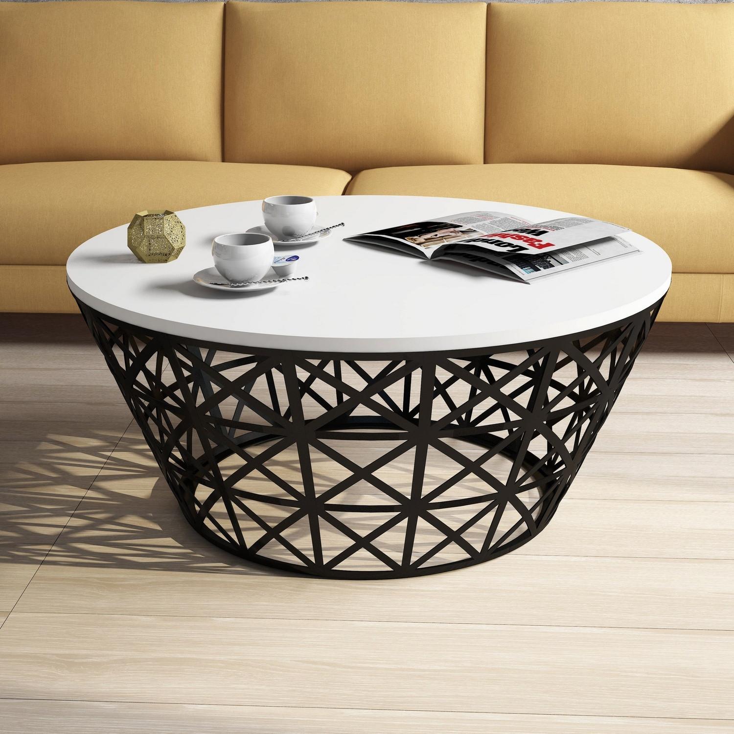 Hanah Home Klub sto 90x90x38cm Bijelo-Crni