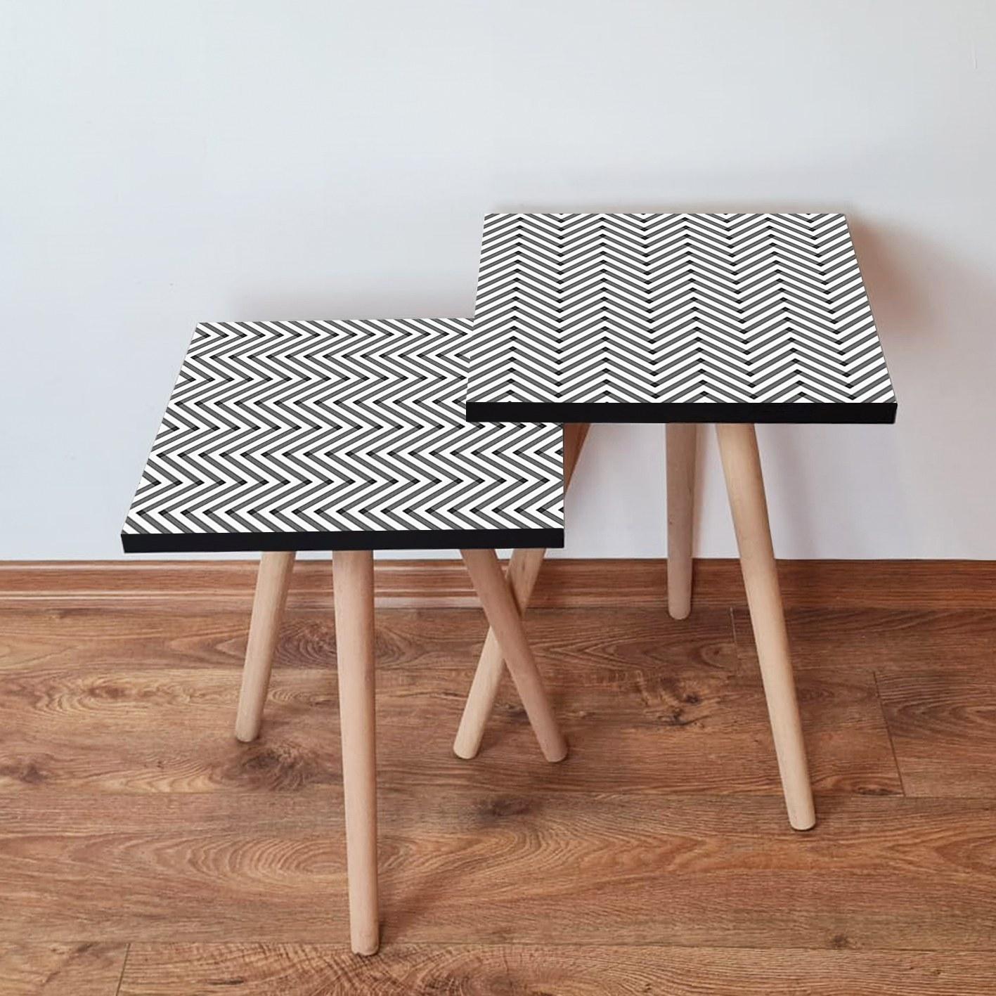 Hanah Home Set klub stolova, 2 komada Bijelo-Crni