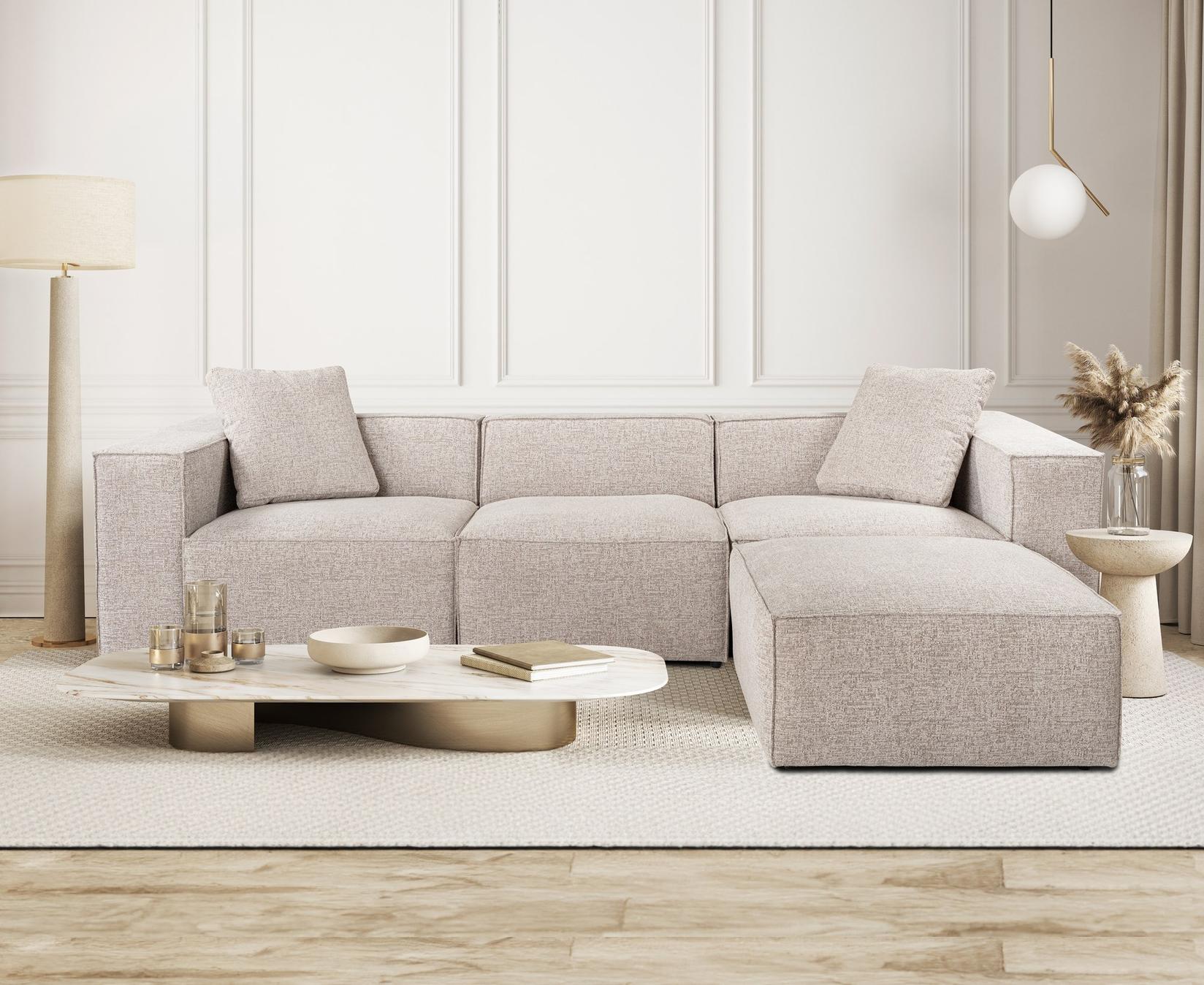 Atelier del Sofa Ugaona garnitura Lora 193x65x303cm Siva