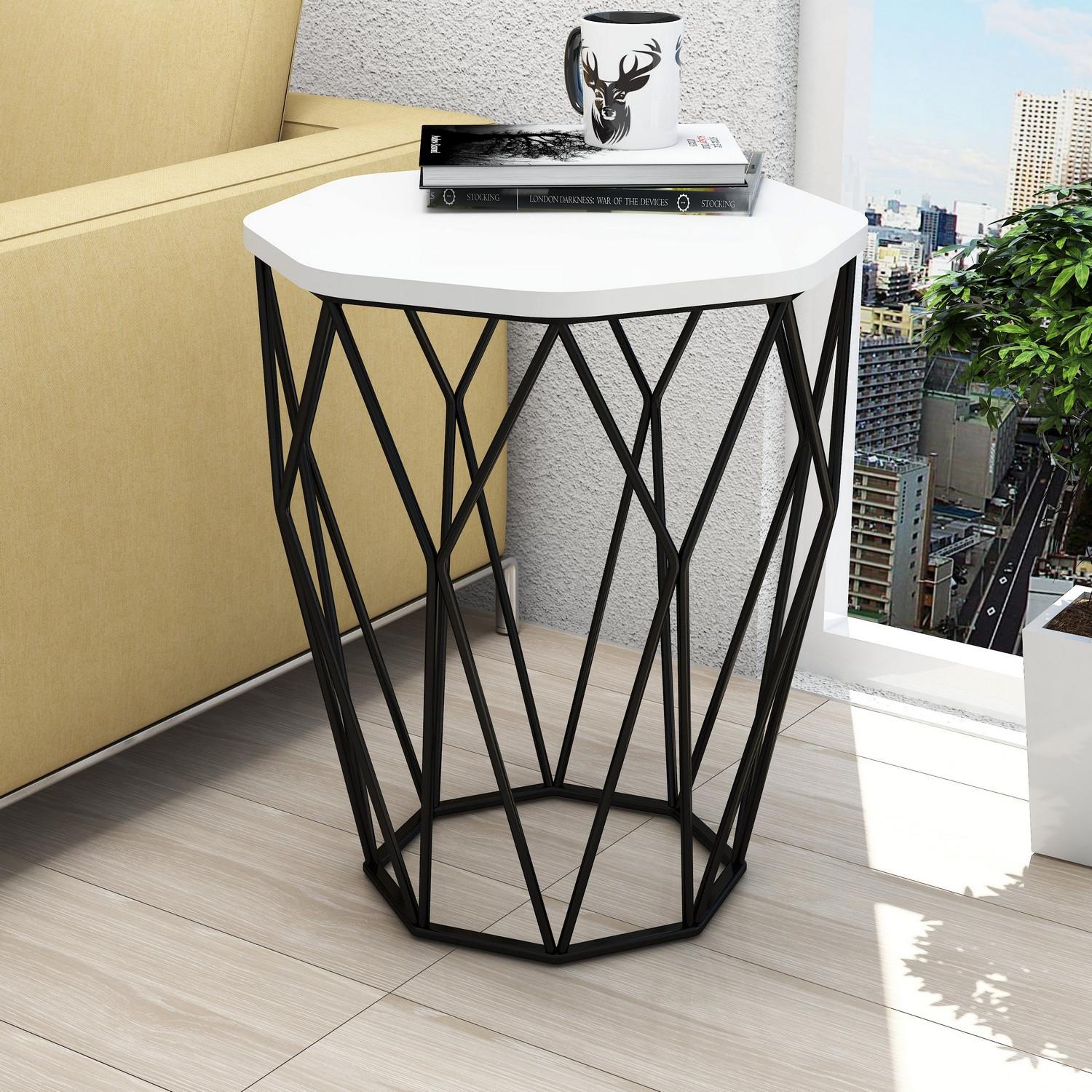 Hanah home Klub sto Sofya 46x57x46cm Bijelo-Crni