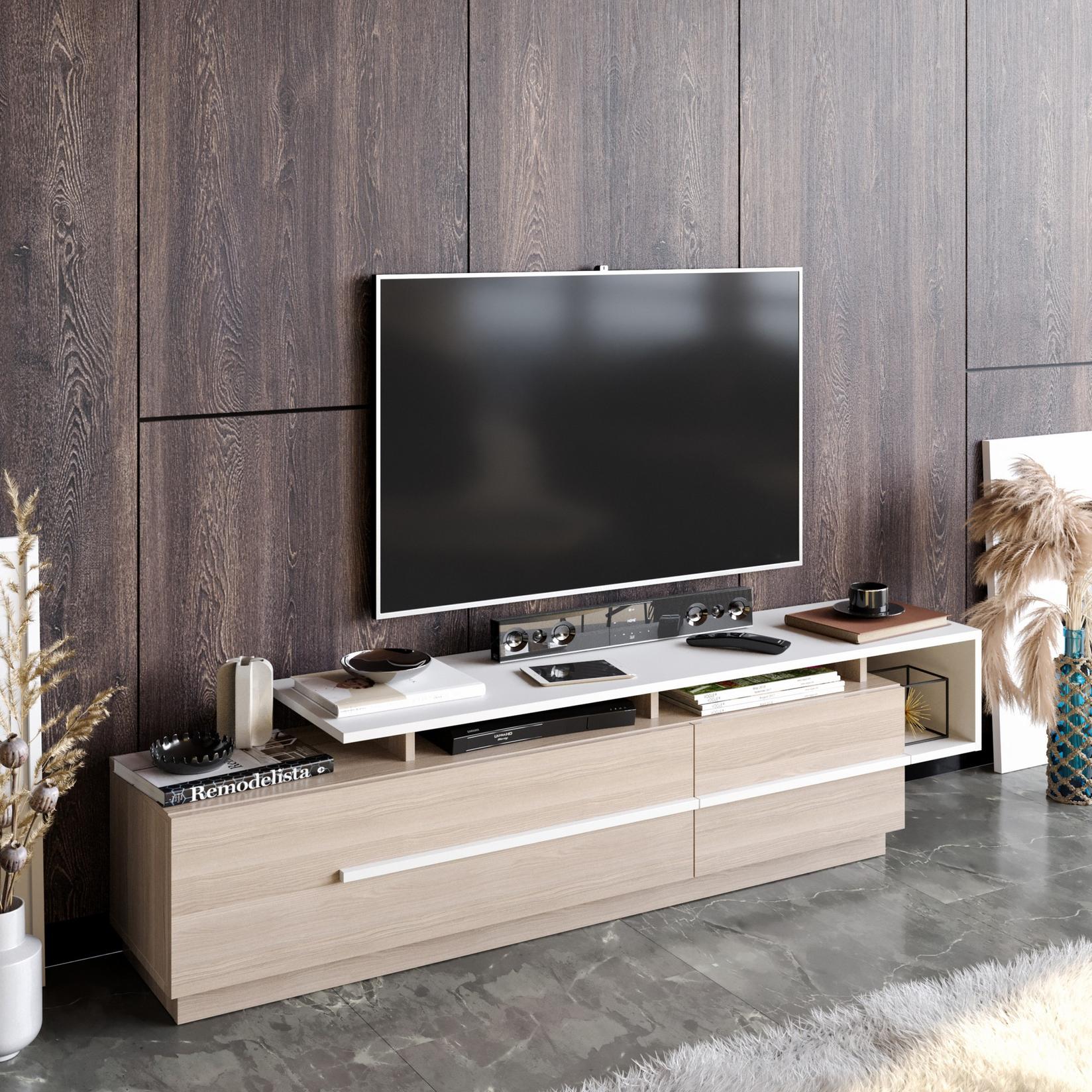 Hanah home TV Komoda Pia Krem-Bijela
