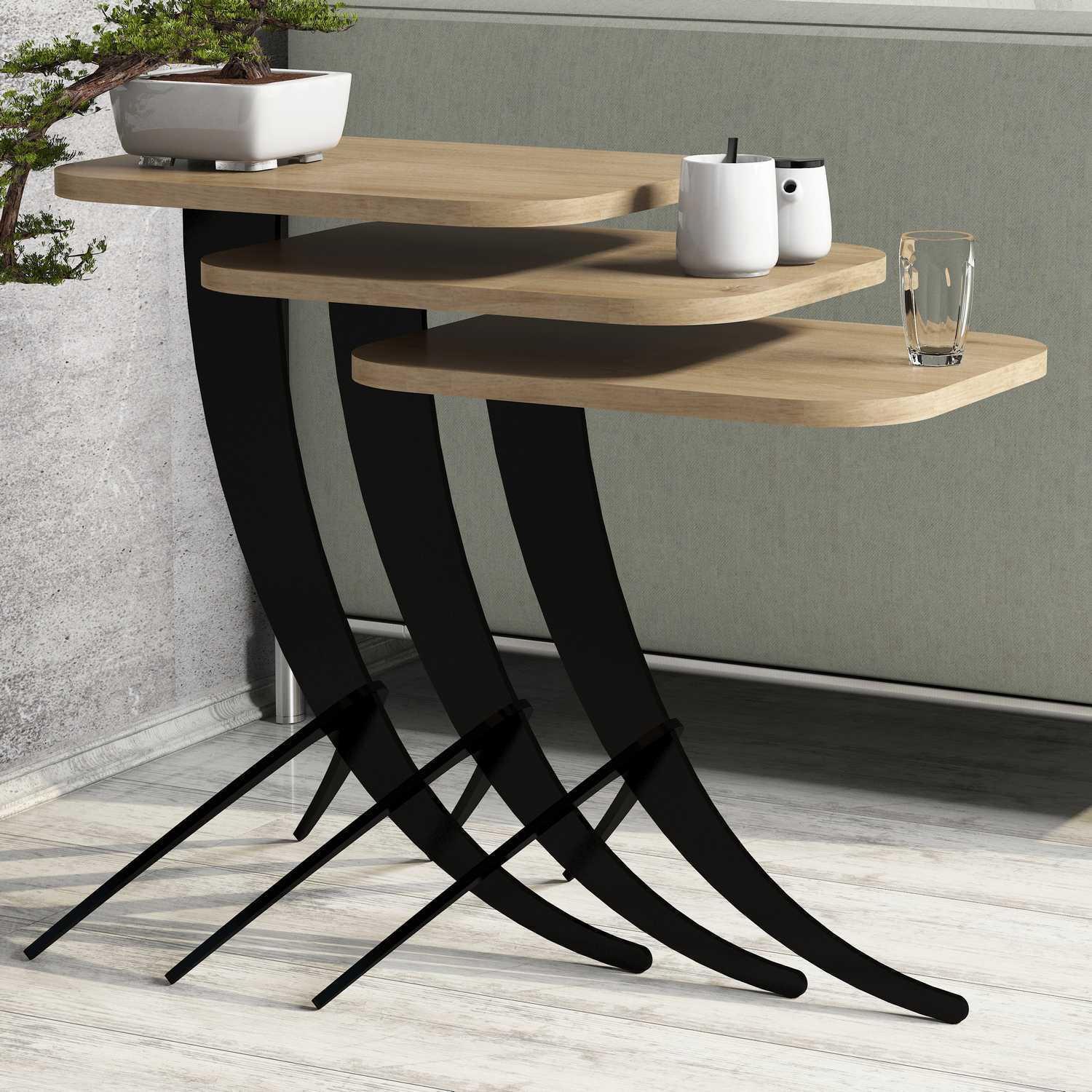 Hanah Home Set klub stolova, 3 komada Pion Hrast