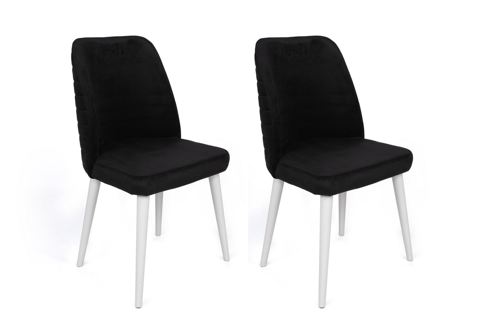 Hanah Home Set 2 trpezarijske stolice Crno-Bijeli