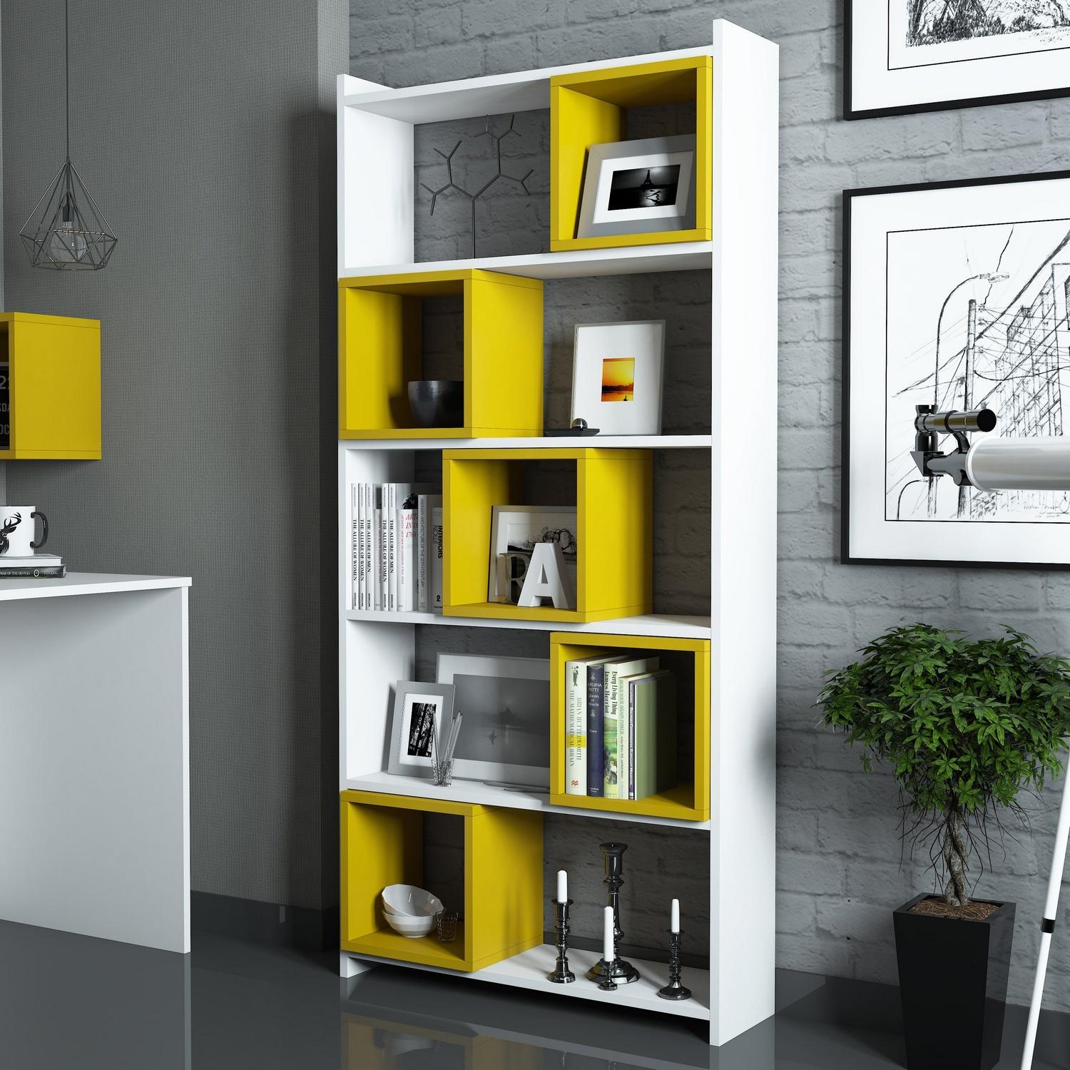 Hanah Home Polica 80x170x22cm Bijelo-Žuta