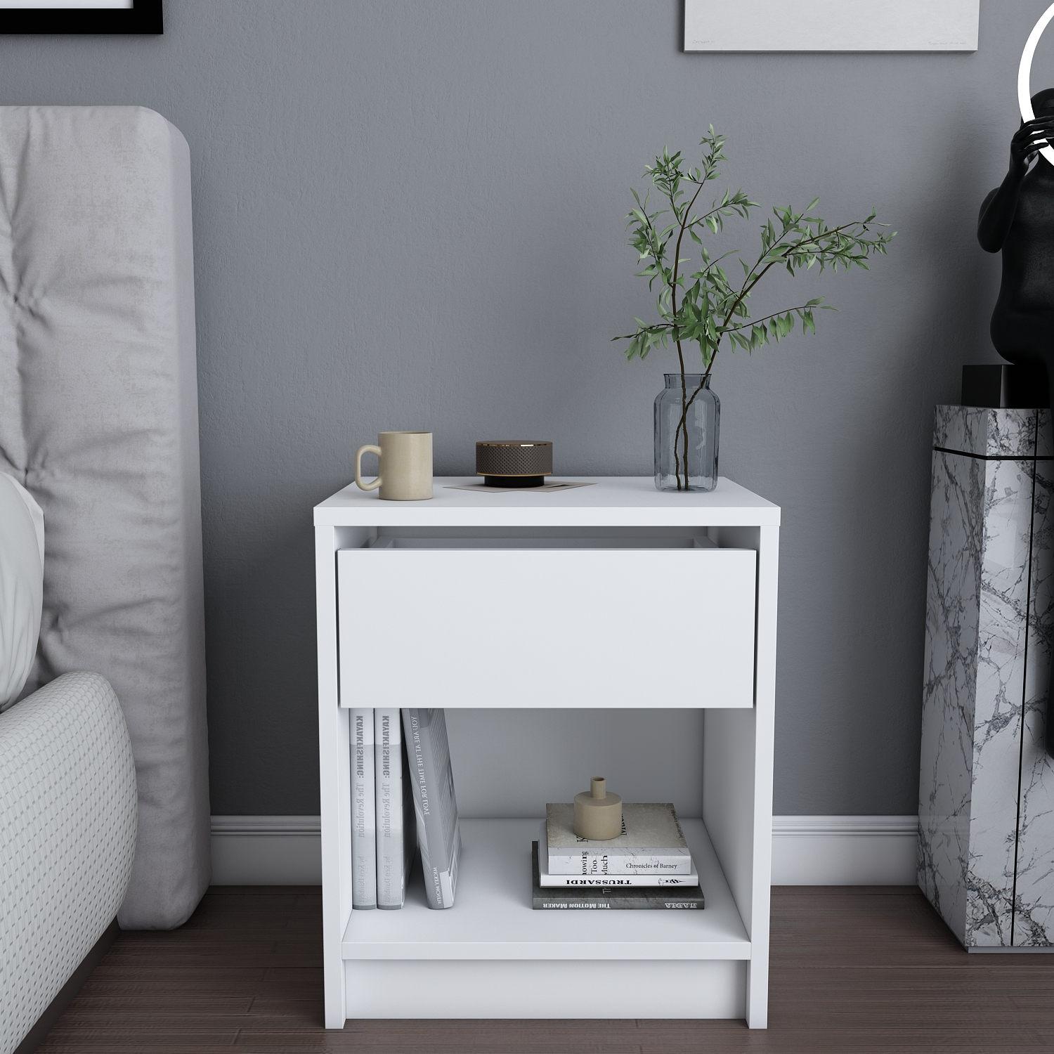 Hanah Home Noćni ormarić Sheridan 44,6x52,8x35,9cm Bijeli
