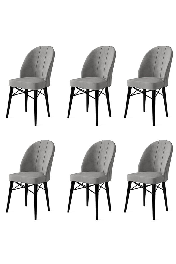 Hanah Home Set 6 trpezarijskih stolica Ritim Sivo-Crni