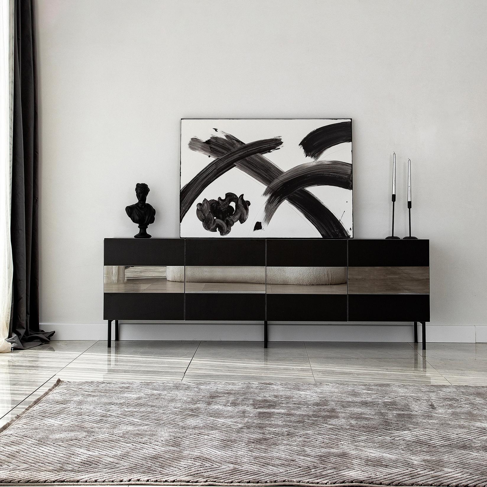 Hanah home TV Komoda Leon Crno-Siva