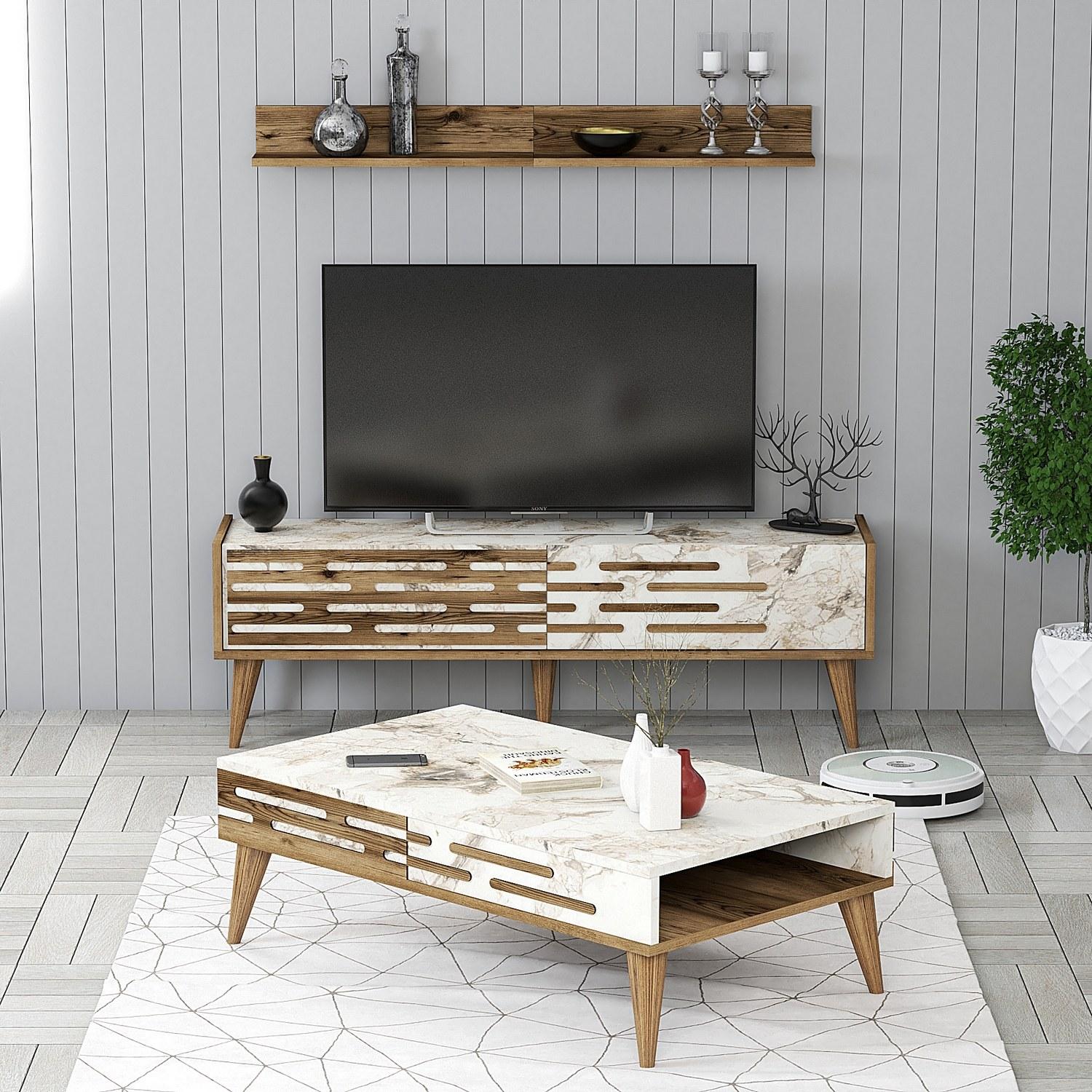 Hanah Home Set TV Komoda i klub sto Šareni