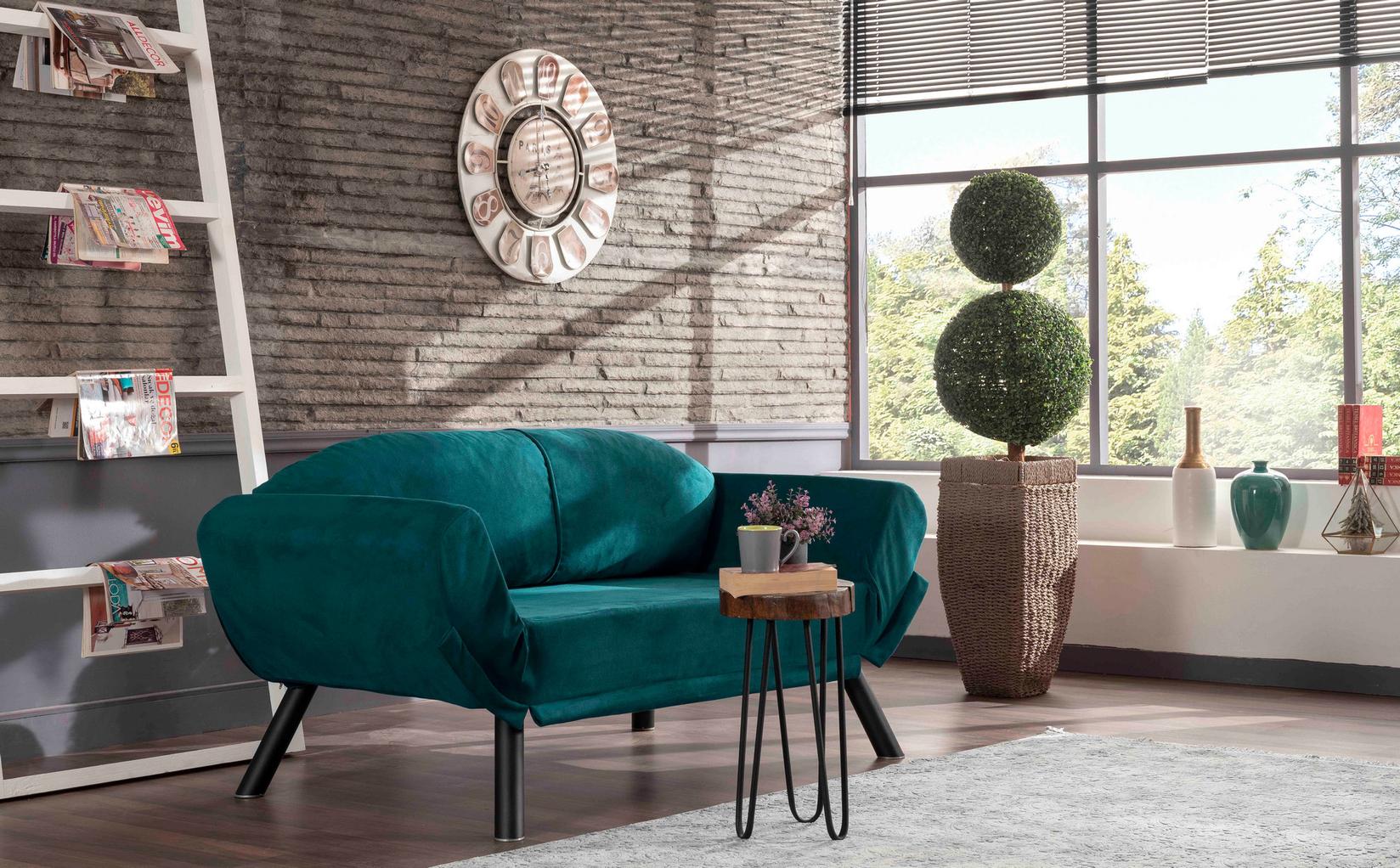 Atelier del Sofa Dvosed na razvlačenje Genzo 177x87x75cm Petrolej
