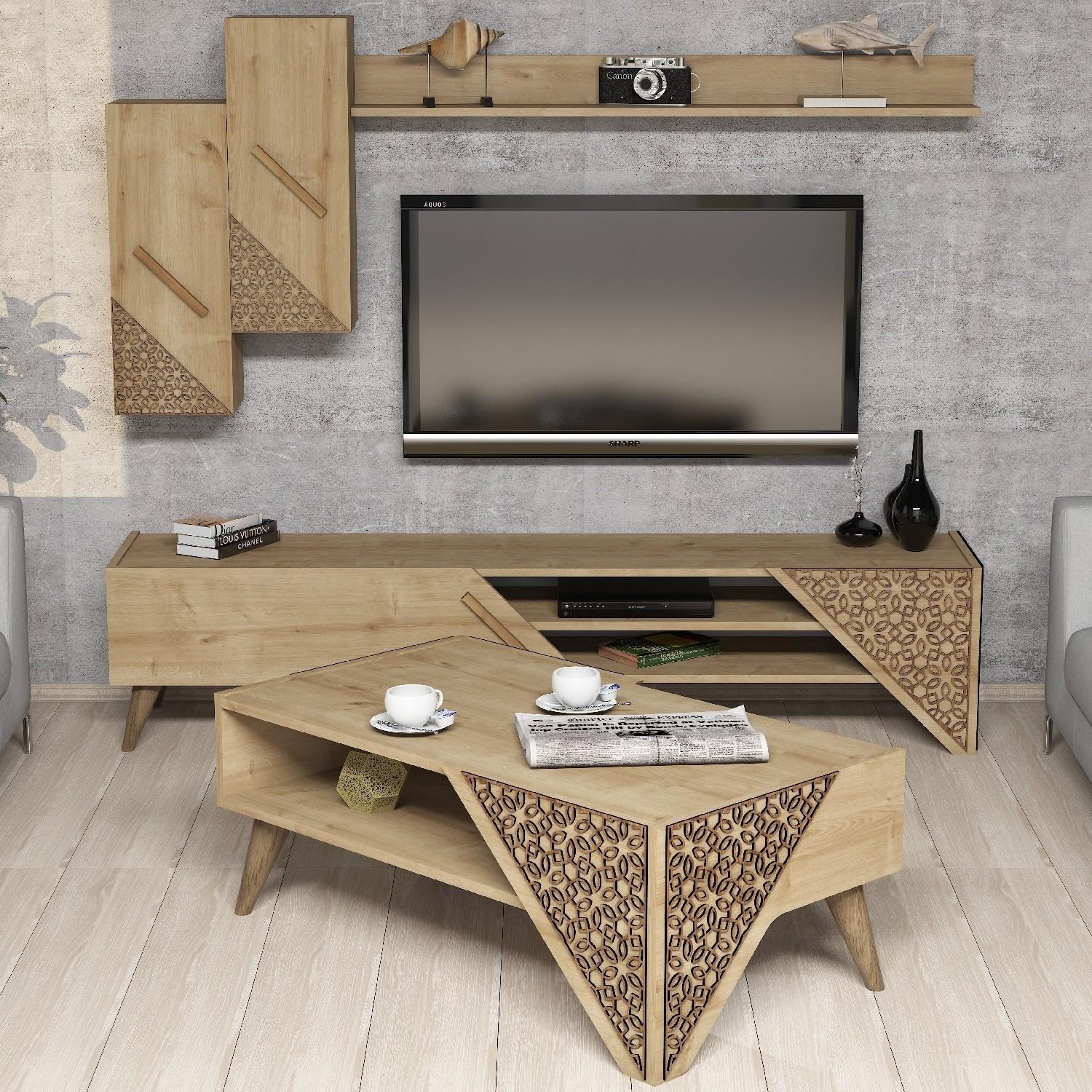 Hanah Home Set TV Komoda i klub sto Hrast