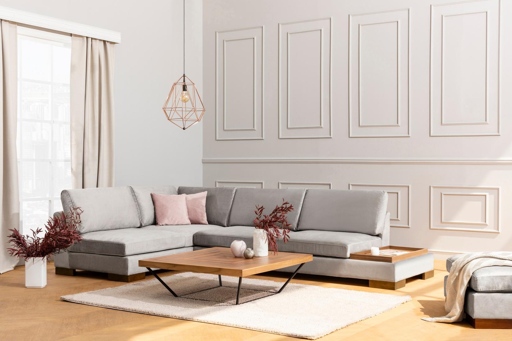 Atelier del Sofa Ugaona garnitura Tulip 97x80x193cm Svetlosiva