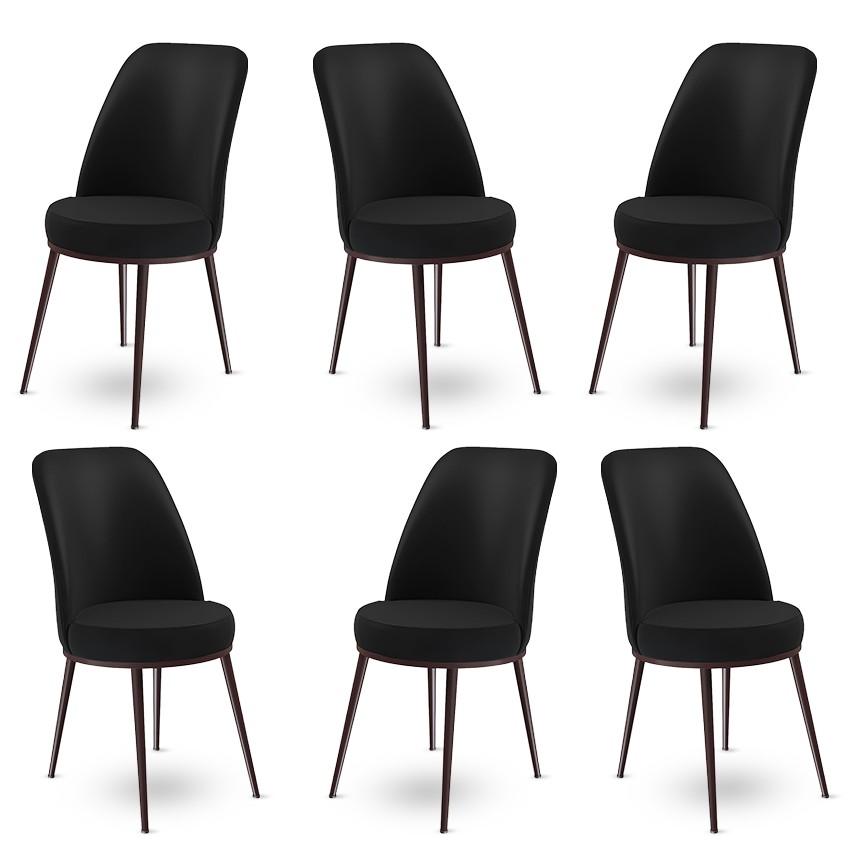 Hanah Home Set 6 trpezarijskih stolica Dexa Crno-Braon