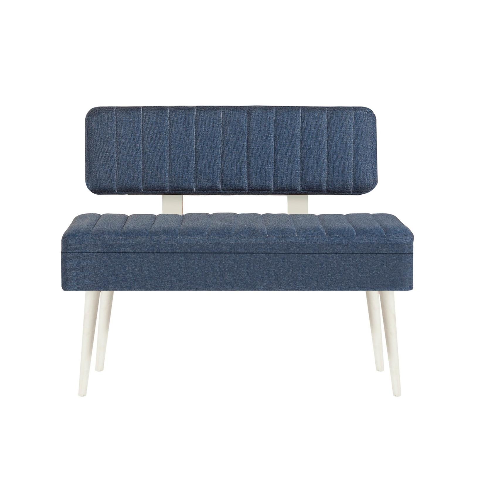 Hanah Home Trpezarijska klupa Vina 1048 110x85x36cm Bijelo-Tamnoplava