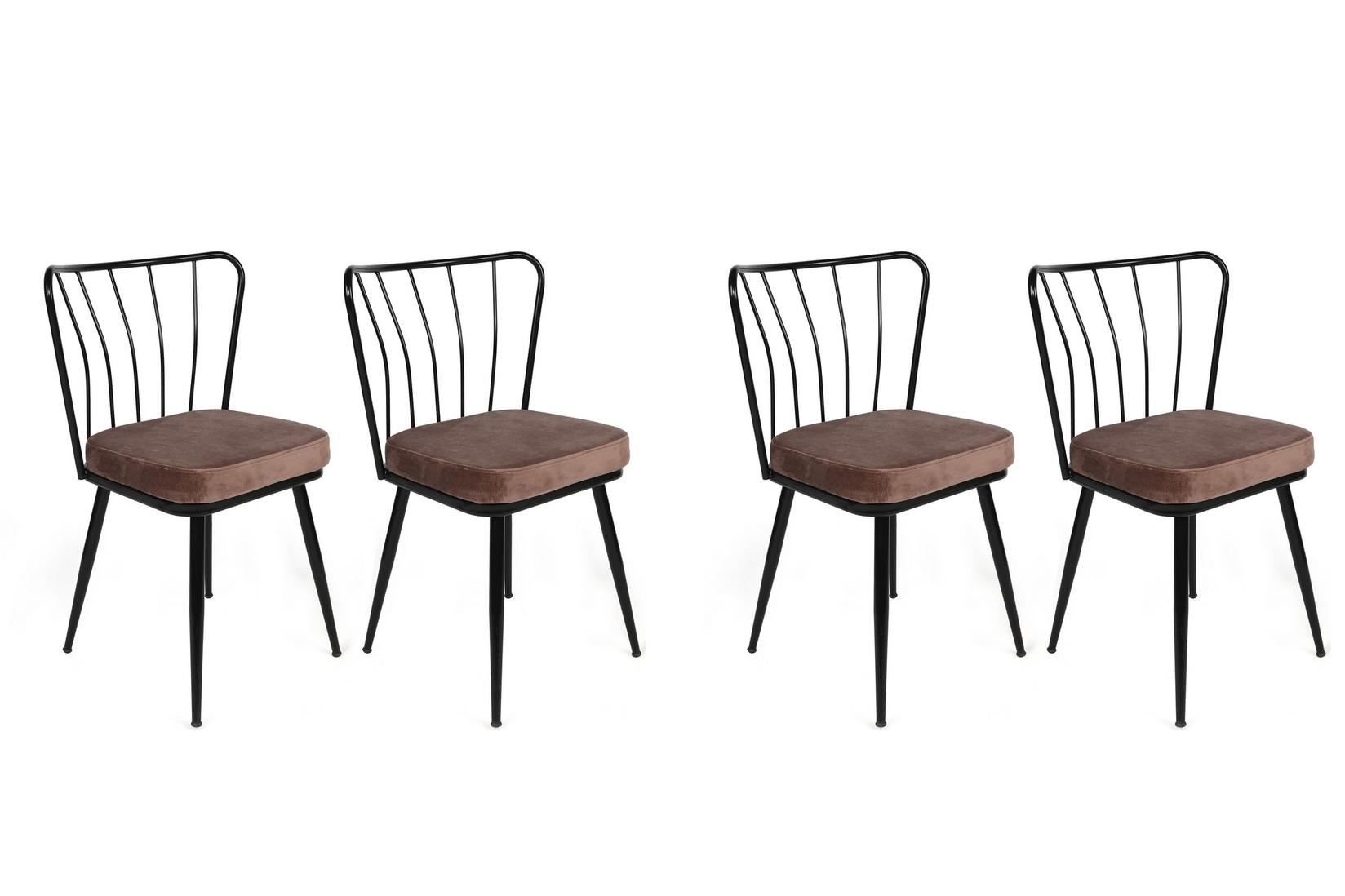 Hanah Home Set 4 trpezarijske stolice Yildiz Svetlobraon-Crni