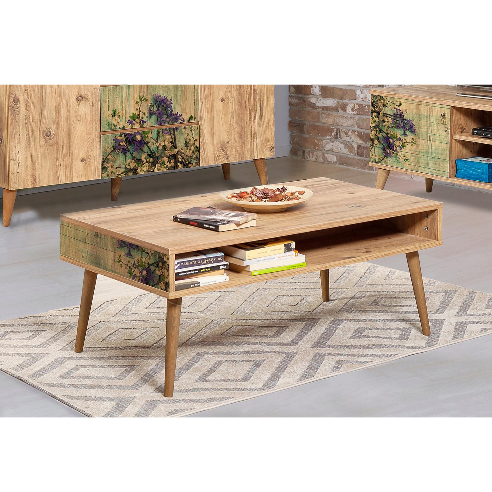 Hanah Home Klub sto Viva 2 110x45x60​cm Bež-Zeleni