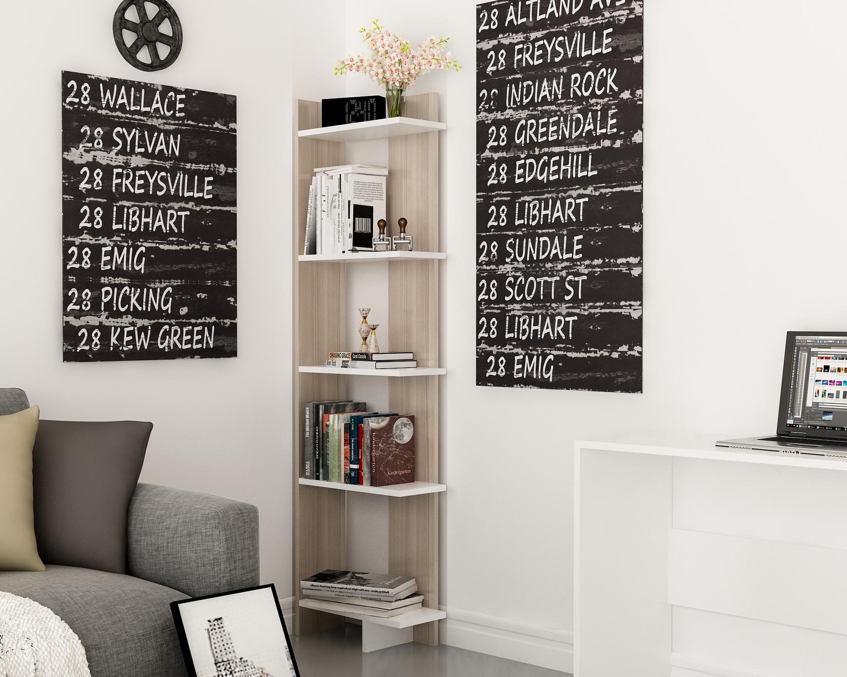 Hanah Home Polica 45x170x22cm Krem-Bijela