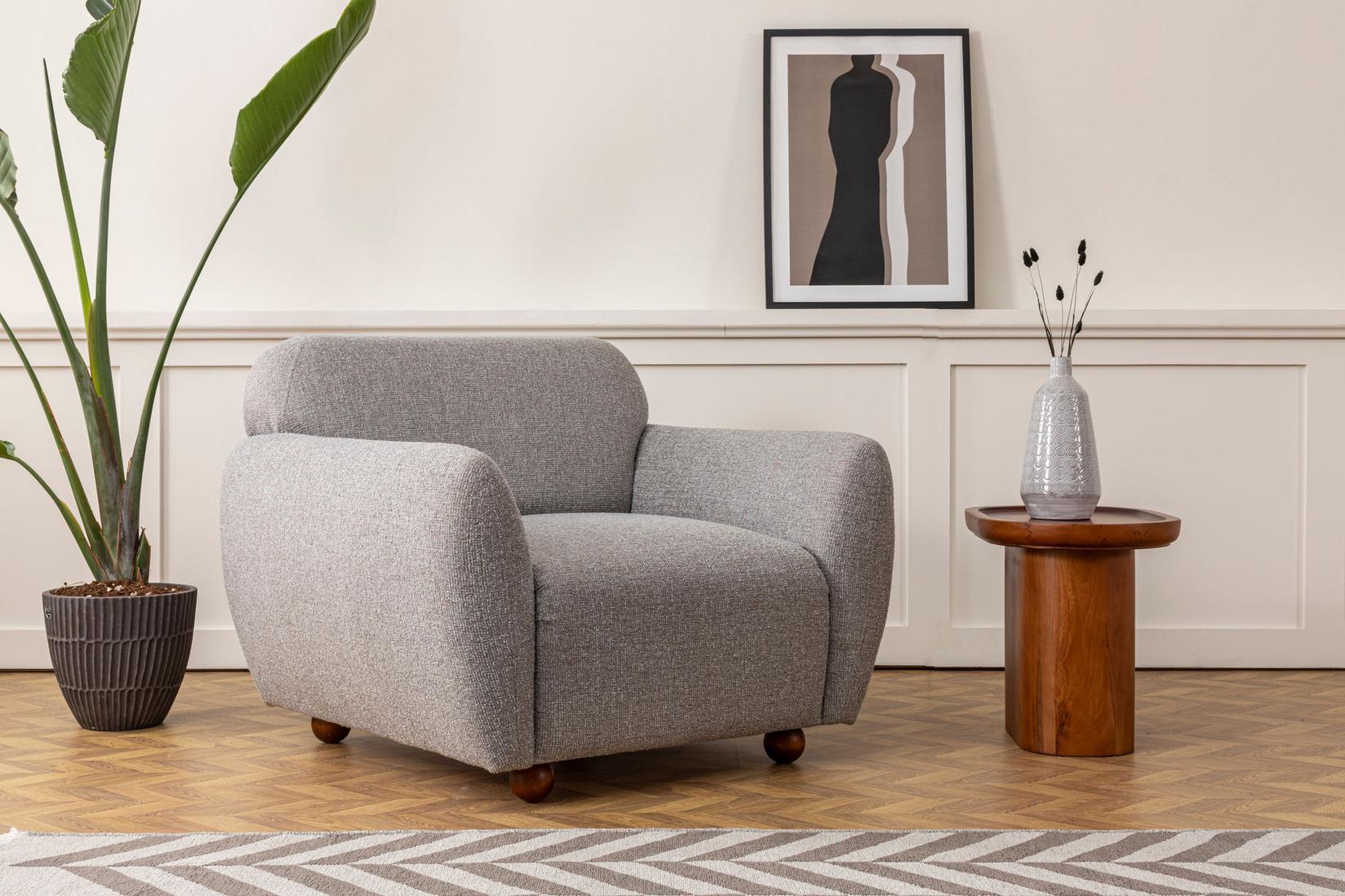 Atelier del Sofa Fotelja Eddy 86x86x90cm Svetlosiva