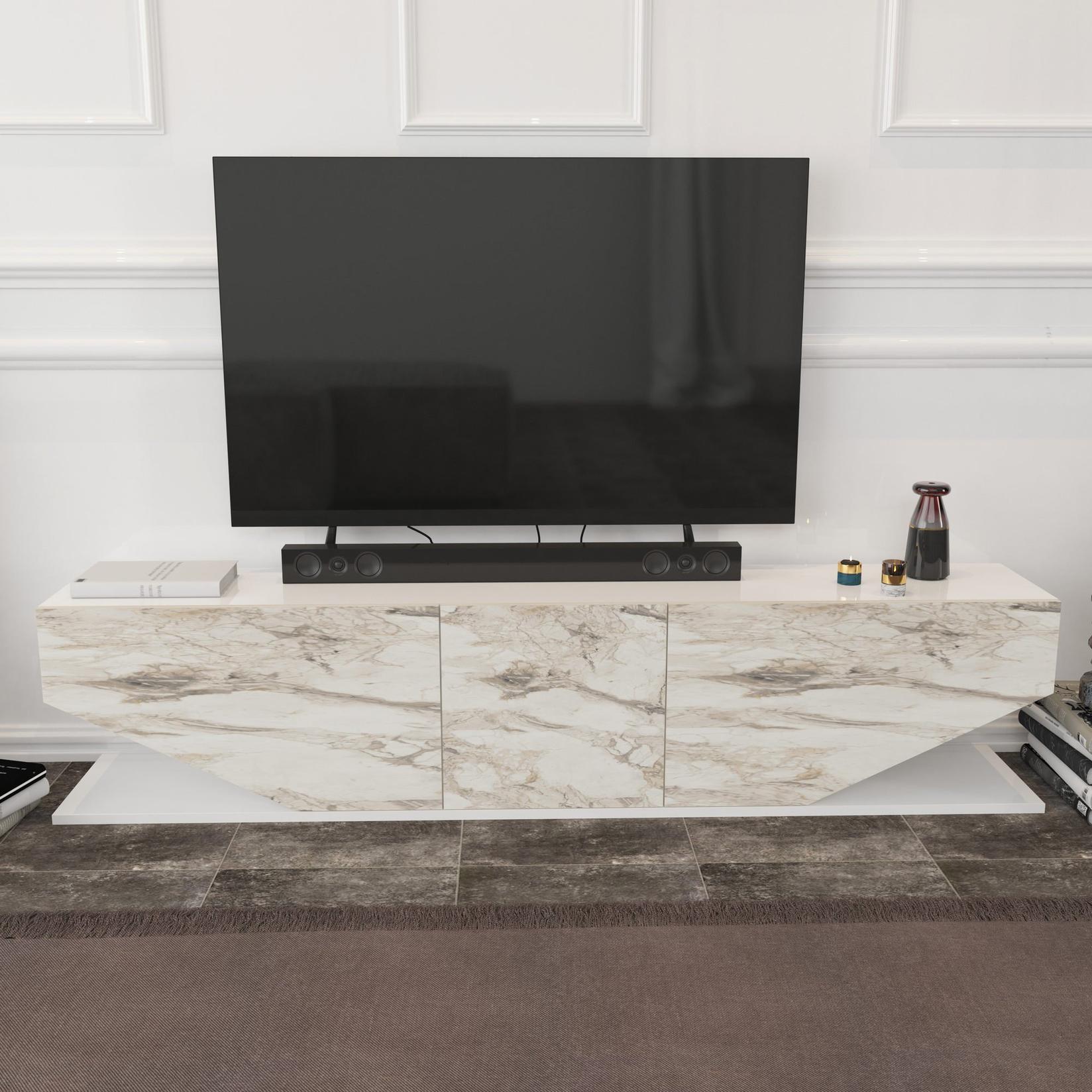 Hanah home TV Komoda Inci Bijeli mermer
