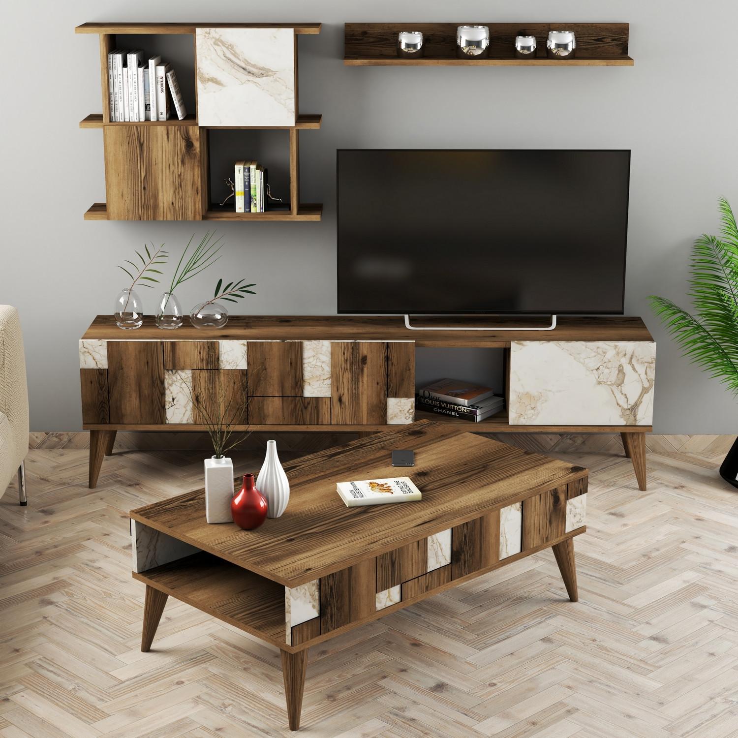 Hanah Home Set TV Komoda i klub sto Orah