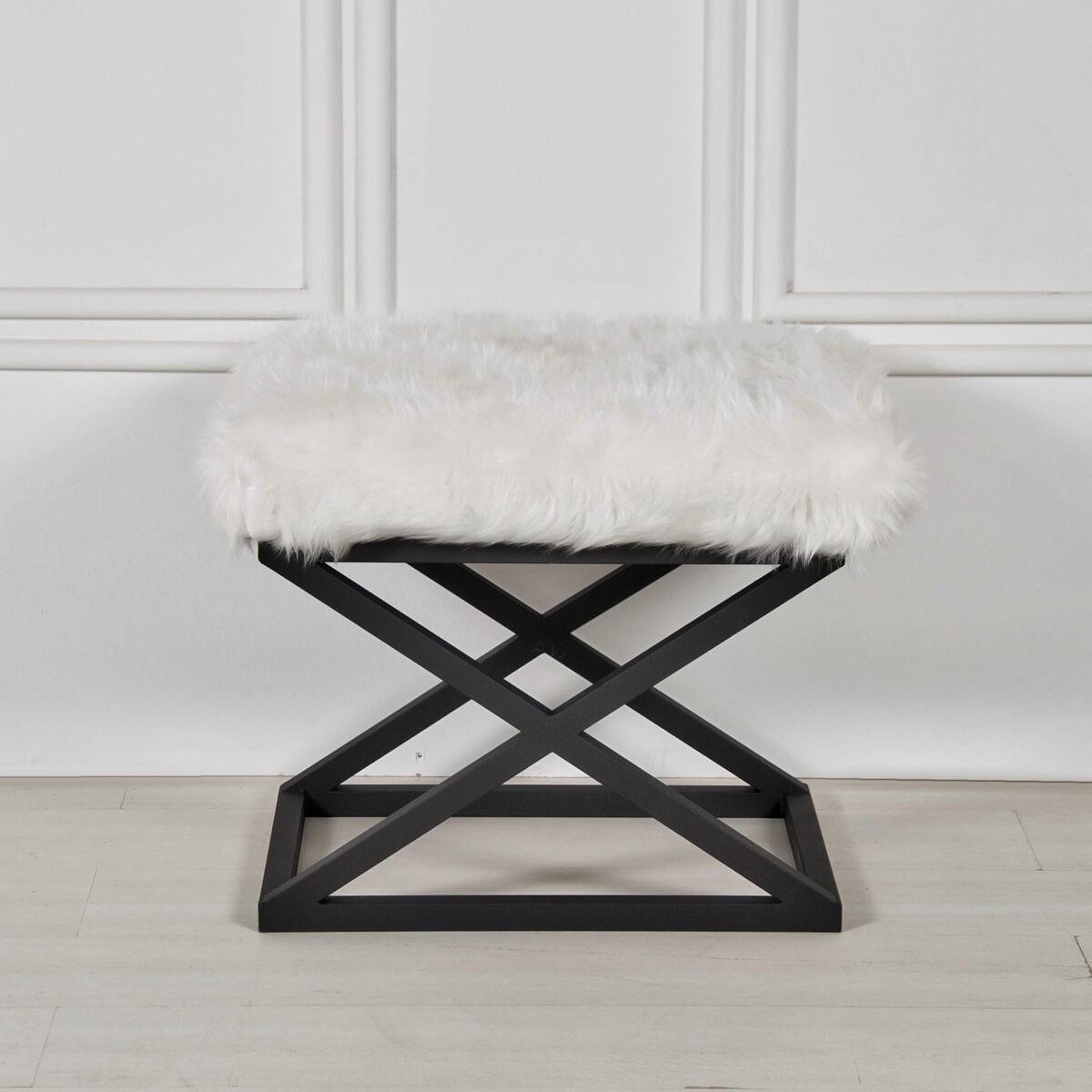 Atelier del Sofa Tabure 50x42x40cm, Crno-Bijelo