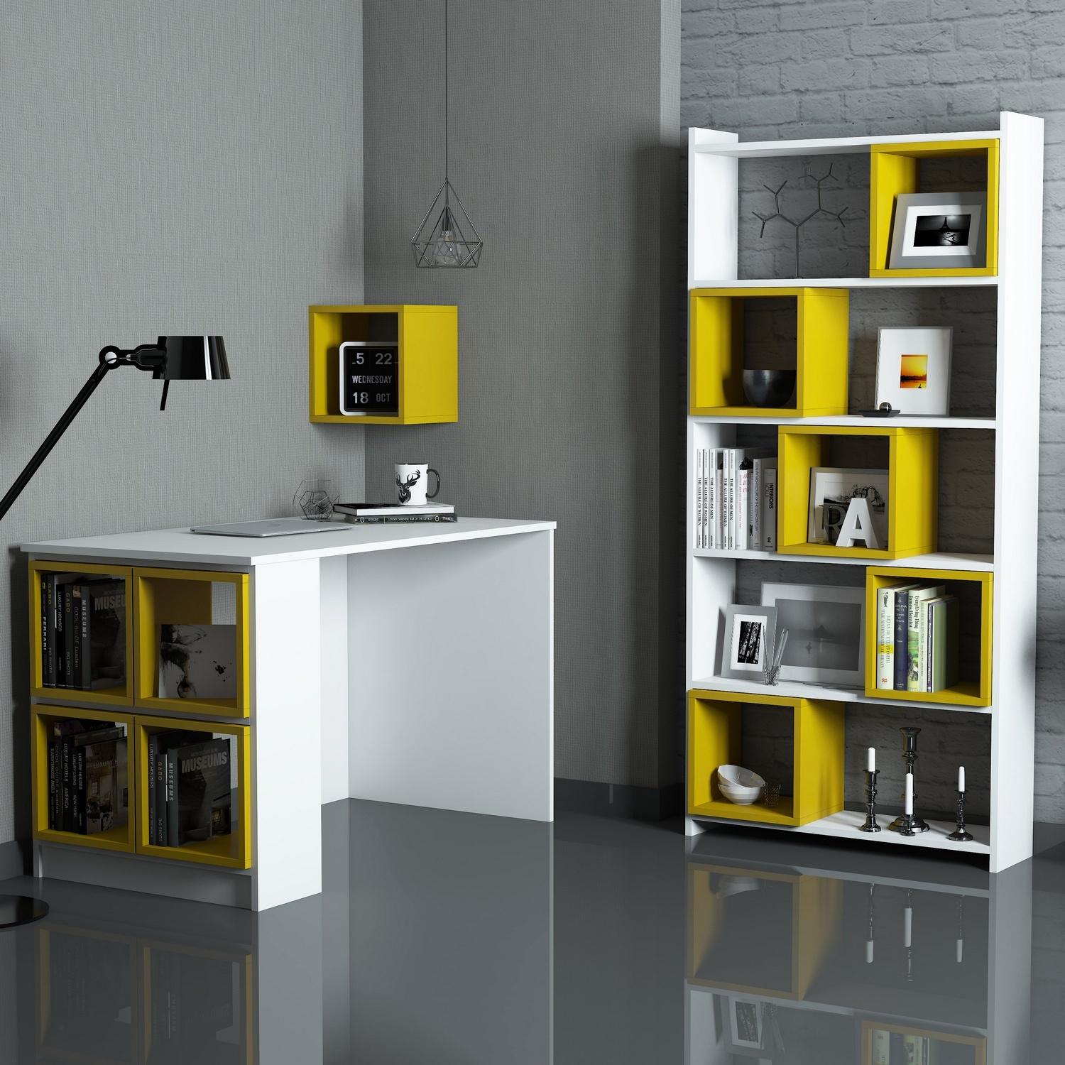Hanah home Polica 120x75x65cm Bijelo-Žuta