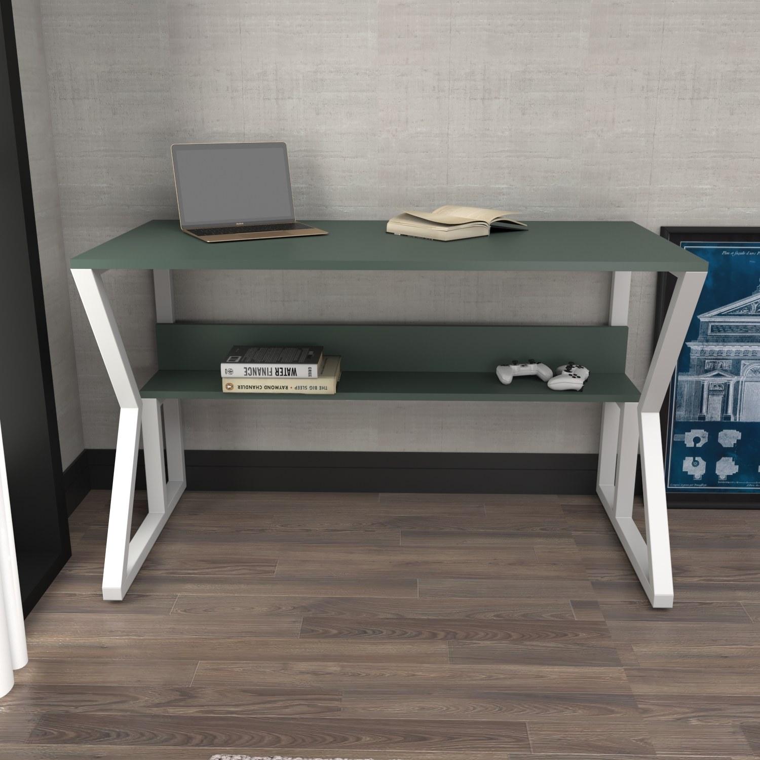 Hanah home Radni sto 120x72,8x60​cm Zeleno-Bijeli
