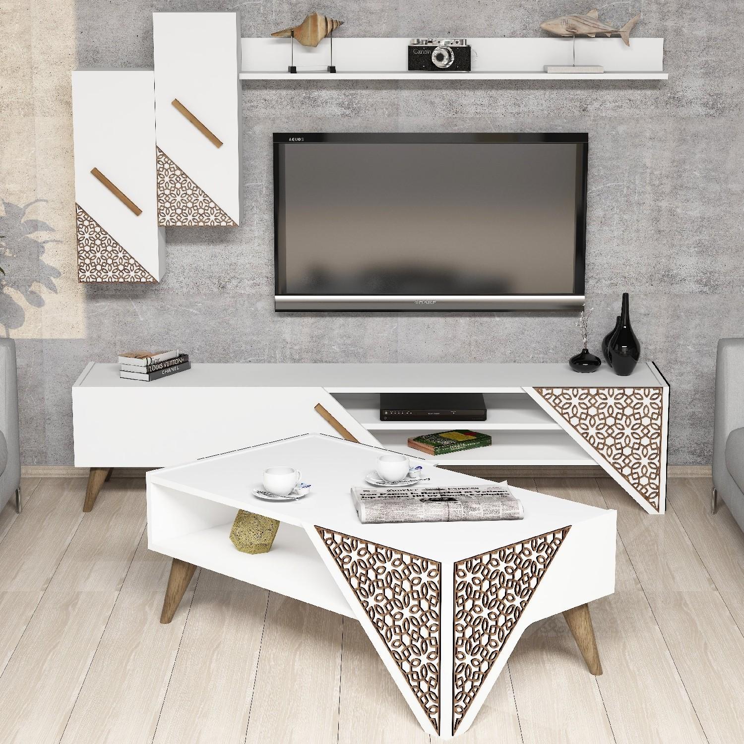 Hanah Home Set TV Komoda i klub sto Bijeli