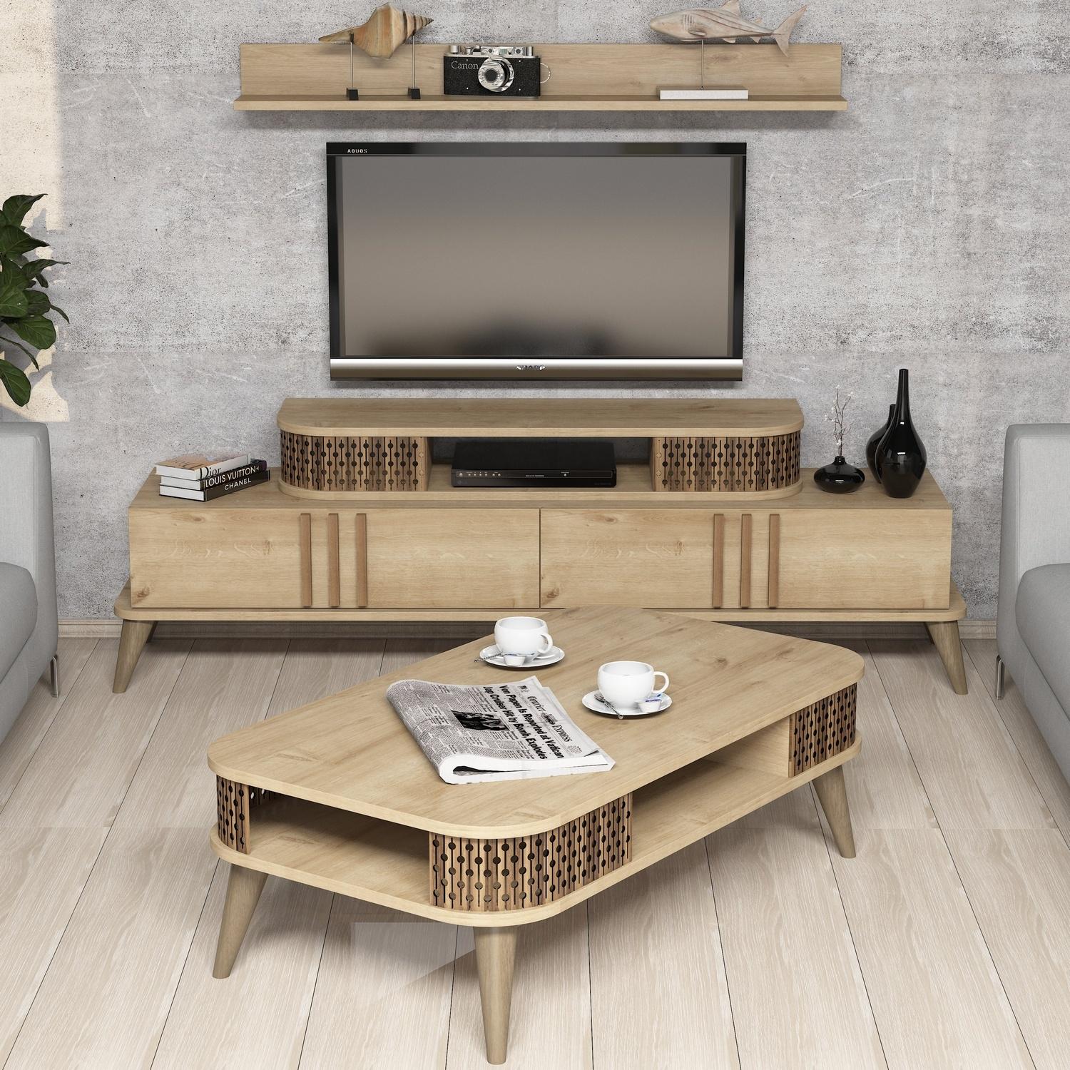 Hanah Home Set TV Komoda i klub sto Hrast