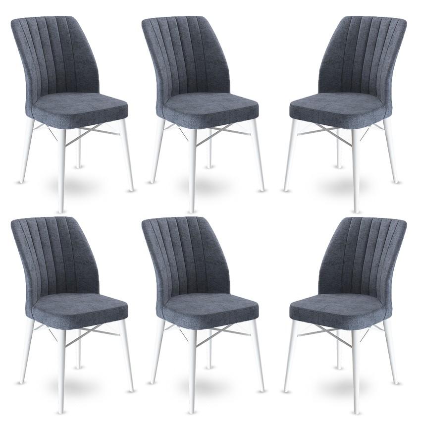 Hanah Home Set 6 trpezarijskih stolica Flex Sivo-Bijeli
