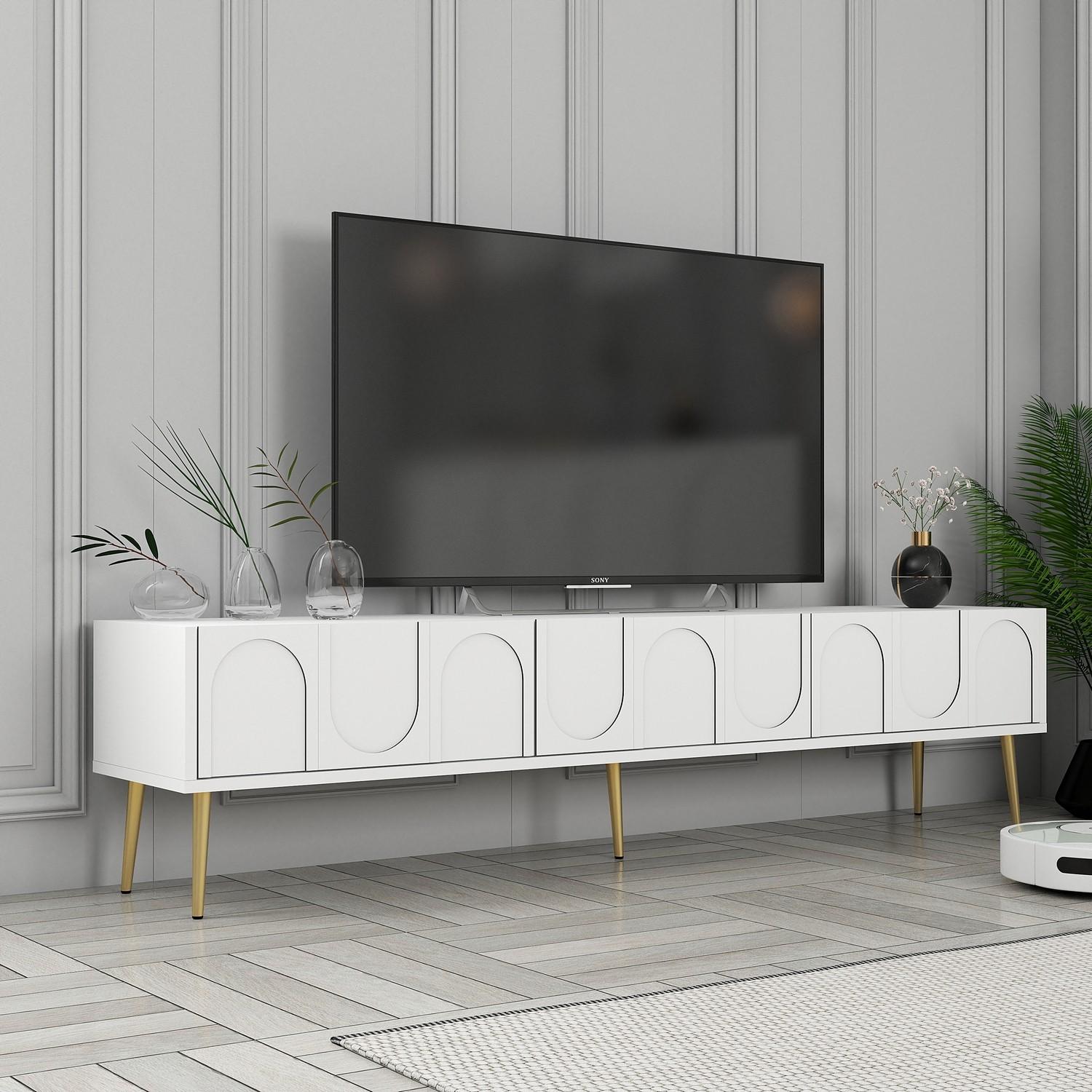 Hanah home TV Komoda Lyon 43 Bijelo-Zlatna