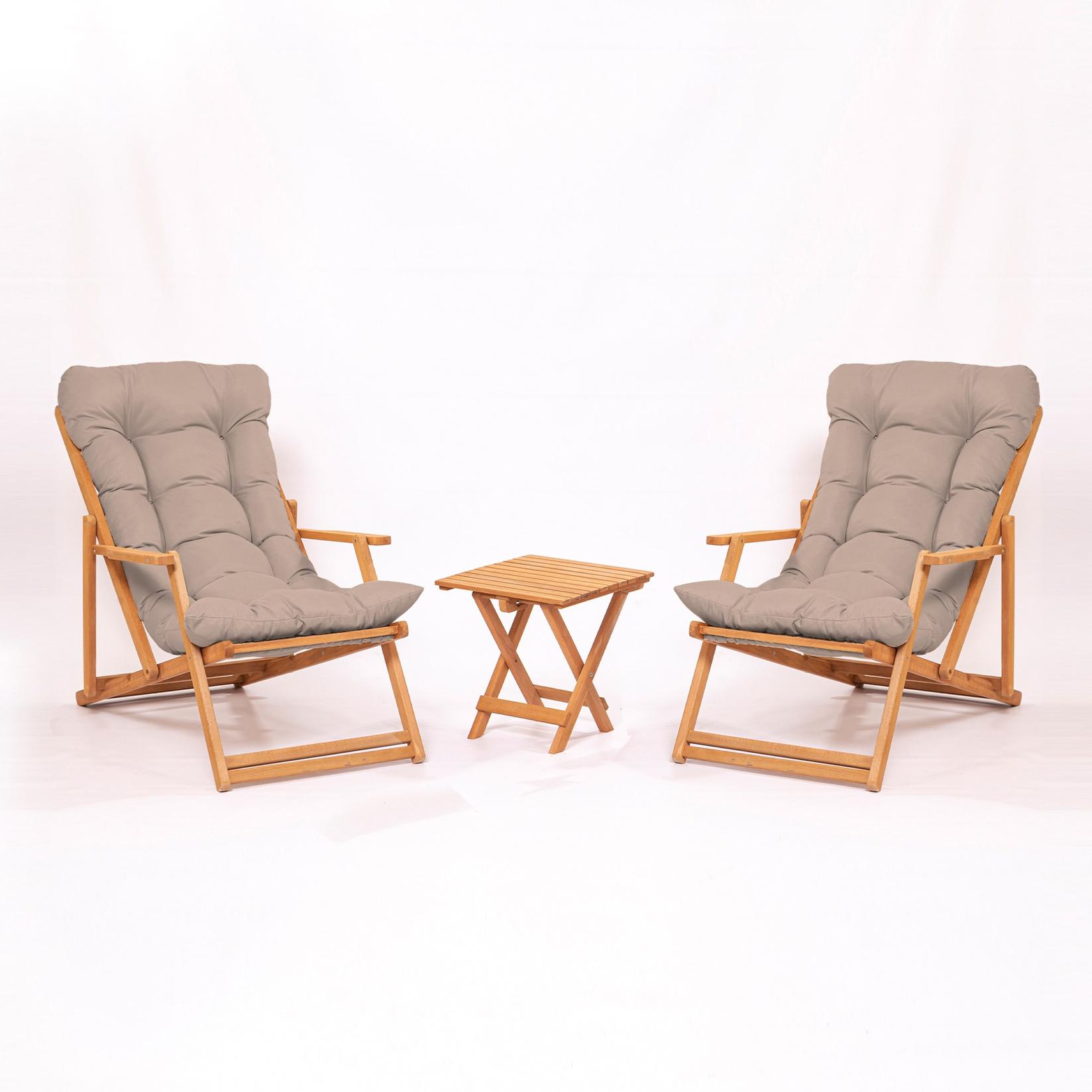 Hanah Home Baštenski set 2 stolice i stočić Braon-Bež