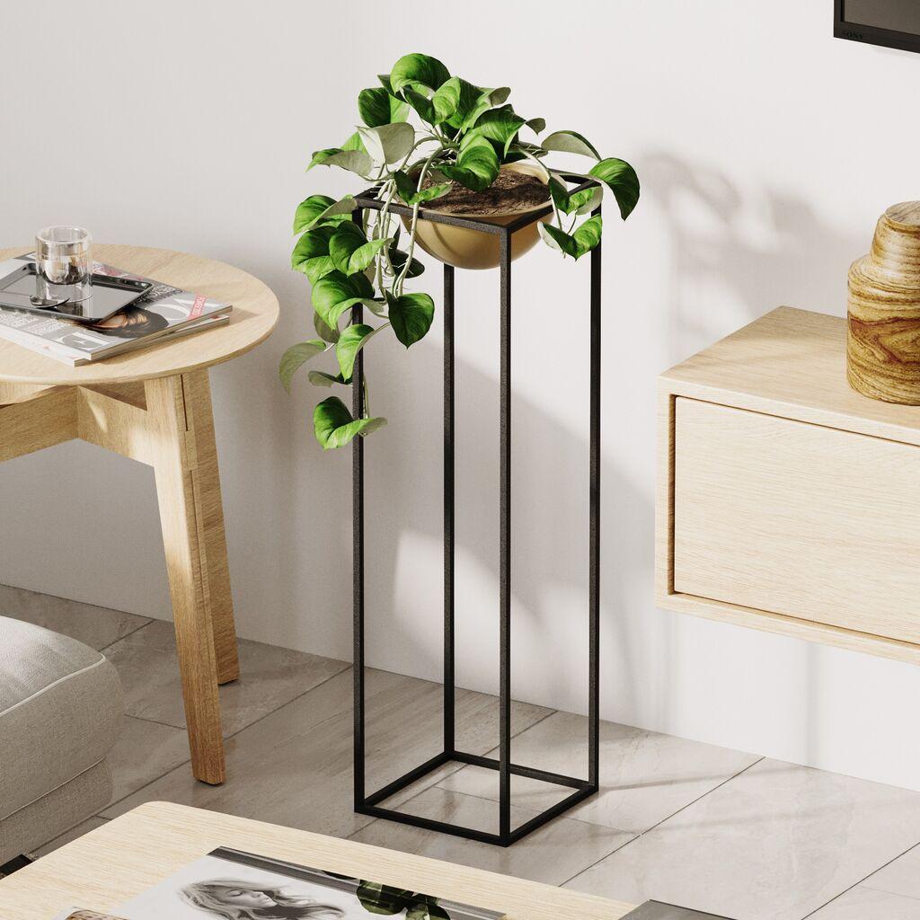 Aberto Design Ukrasna saksija GED-020-A, 28x80x28 cm, O 26 cm,, Crna i zlatna