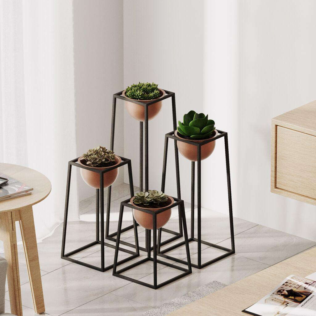 Aberto Design Set ukrasnih saksija GED-018-B, 17x30 cm, Crna-terakota
