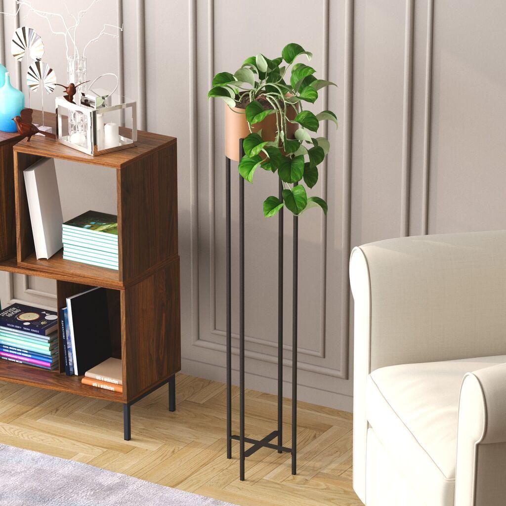 Aberto Design Ukrasna saksija GED-024-B, 108 cm, O 20 cm,, Crna-terakota