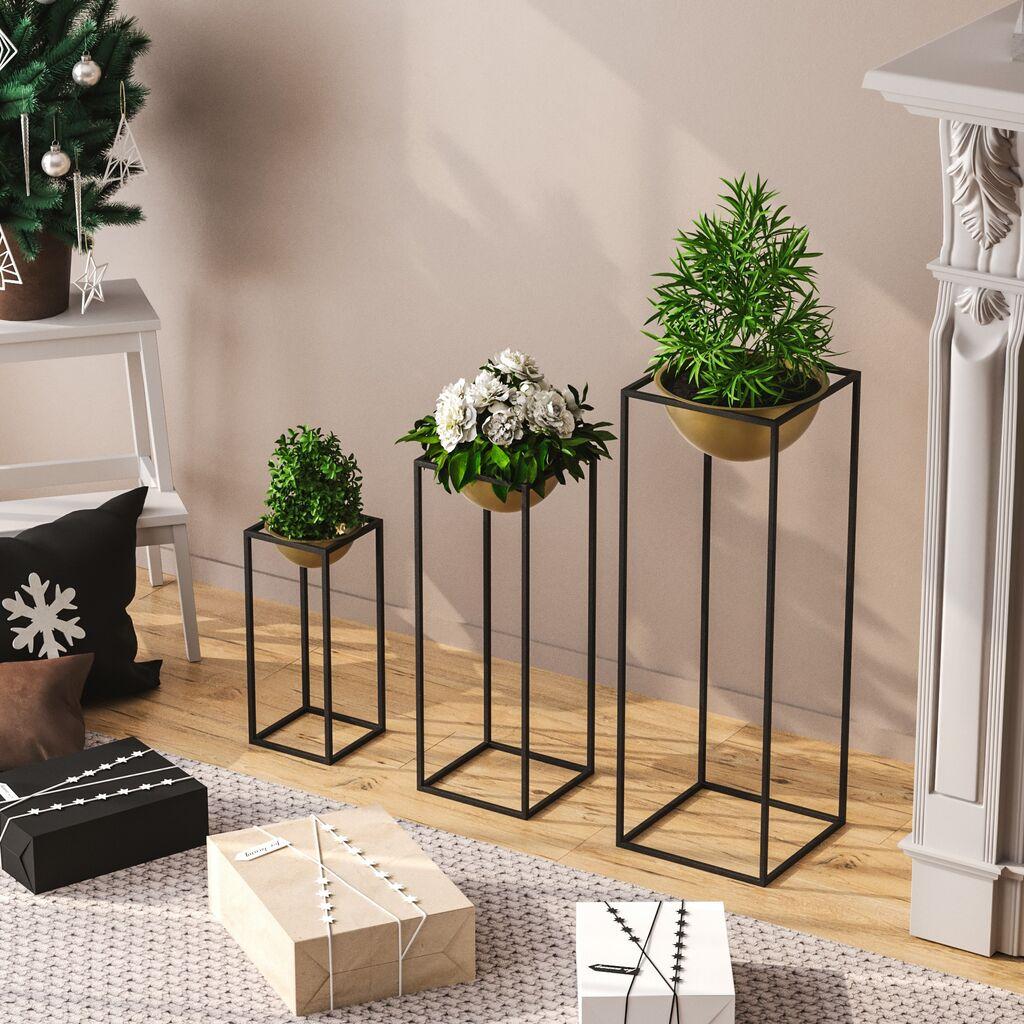 Aberto Design Set ukrasnih saksija GED-019-A, 28x80cm, 17x40cm, 22x60cm, zlatne boje