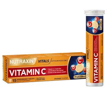 Nutraxin Vitamin C+D+Zinc Šumeći, 15 Tableta.