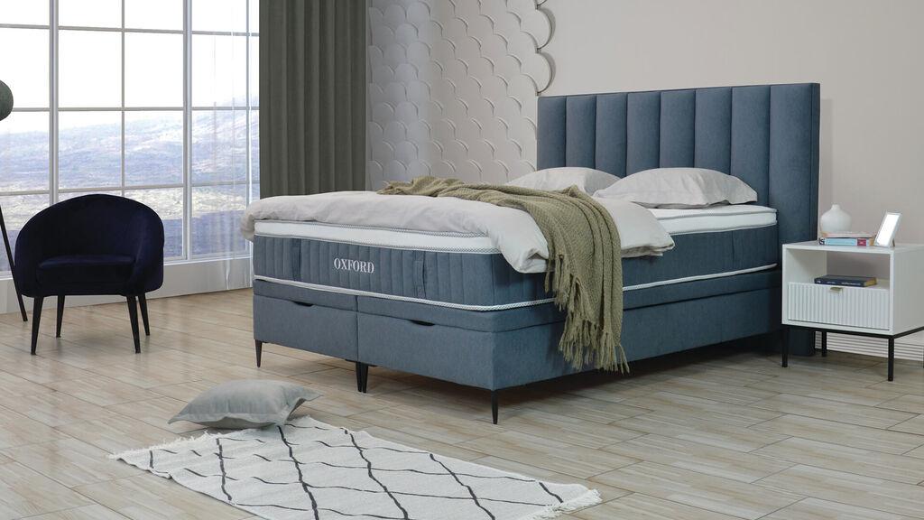 FORMA IDEALE Krevet Oxford 160×200 cm + madrac 160×200 cm / štof Kansas 24 / svijetloplavi