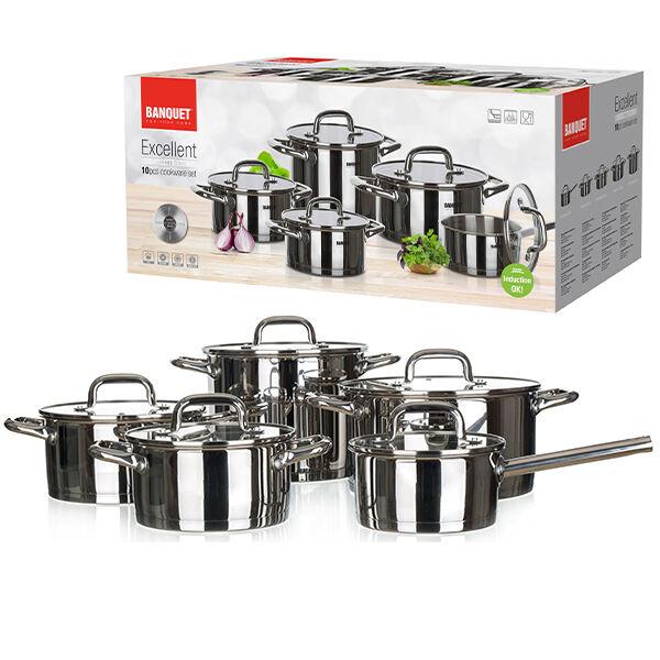 Banquet  Set lonaca Excellent 48727110, 10 dijelova, Inox